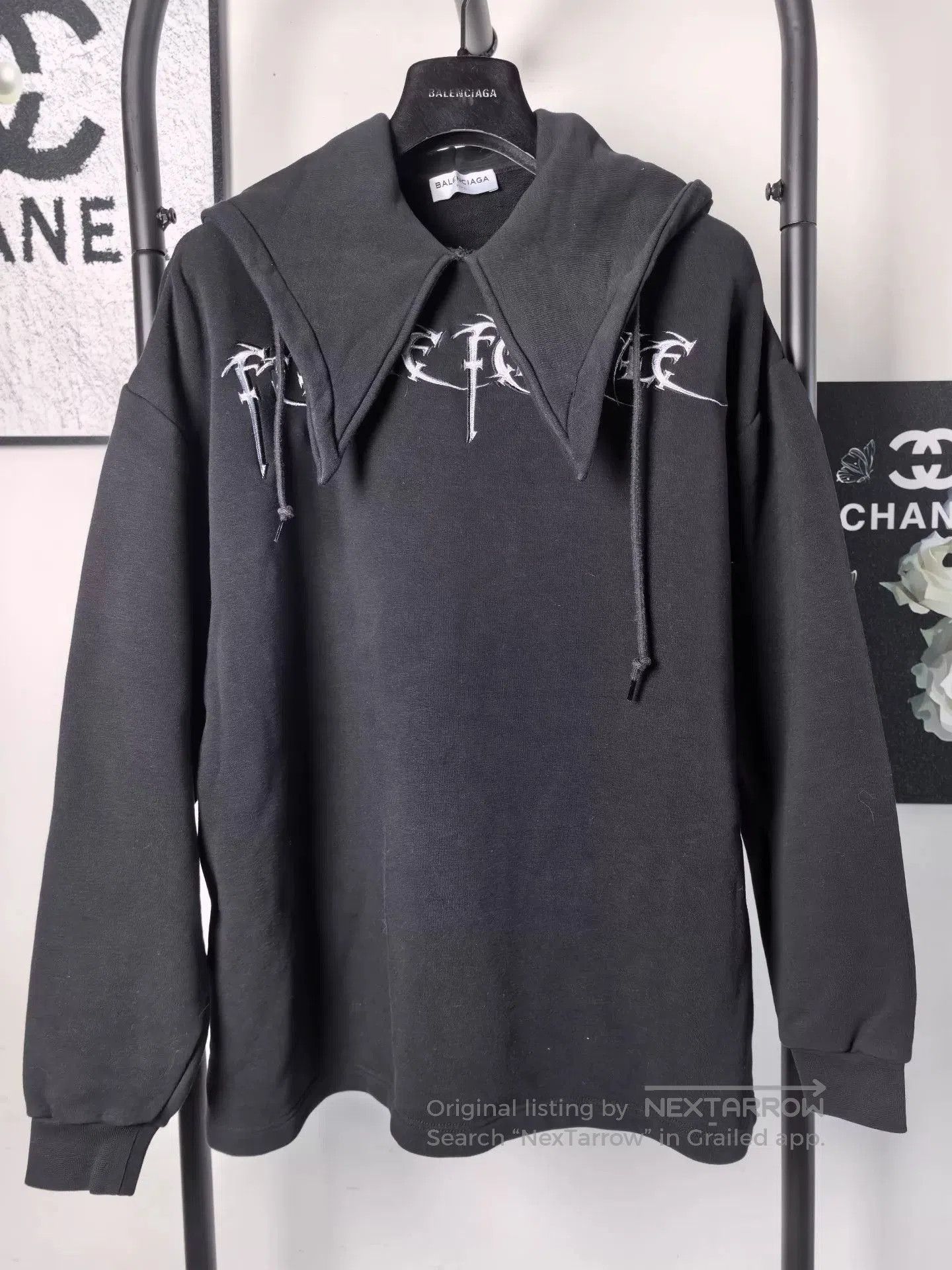 Balenciaga Balenciaga Black Hooded Sweatshirt with Collar. Size US M / EU 48-50 / 2 - 1 Thumbnail