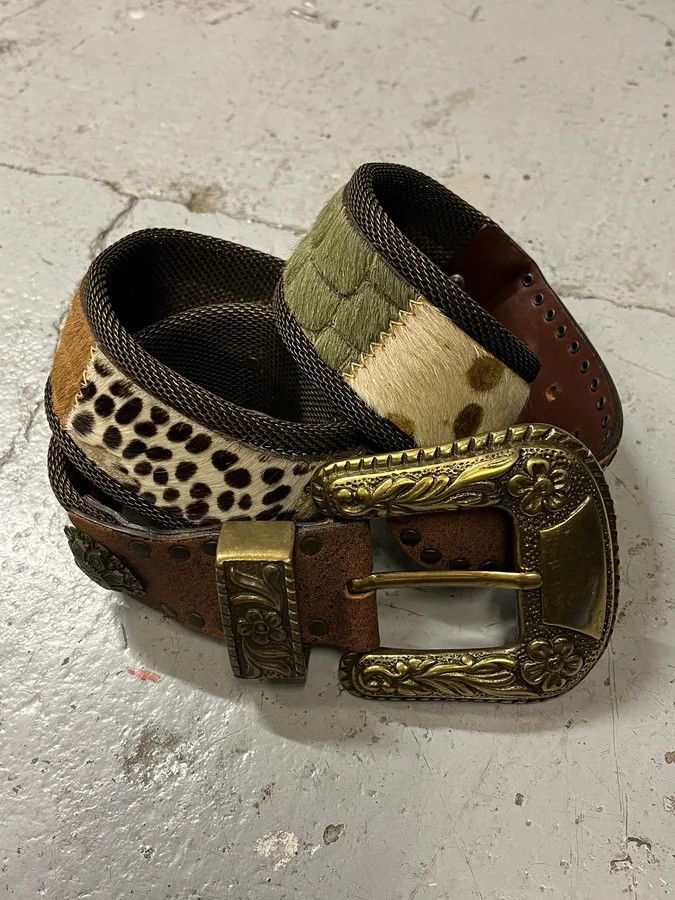 Vintage 2000s Nanni Hyrbid Animal Leather Metal Belt Size ONE SIZE - 3 Thumbnail