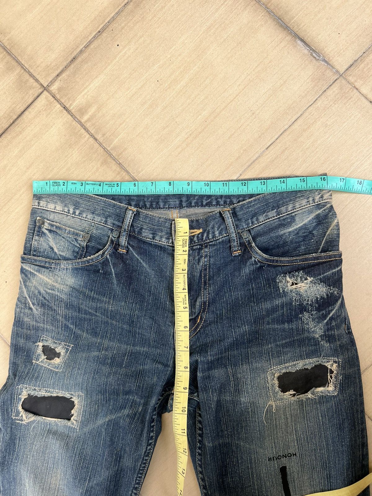 Le Grande Bleu (L.G.B.) L.G.B. Wolf Honour Rips Patchwork Stretch Denim Jeans Size US 31 - 3 Thumbnail