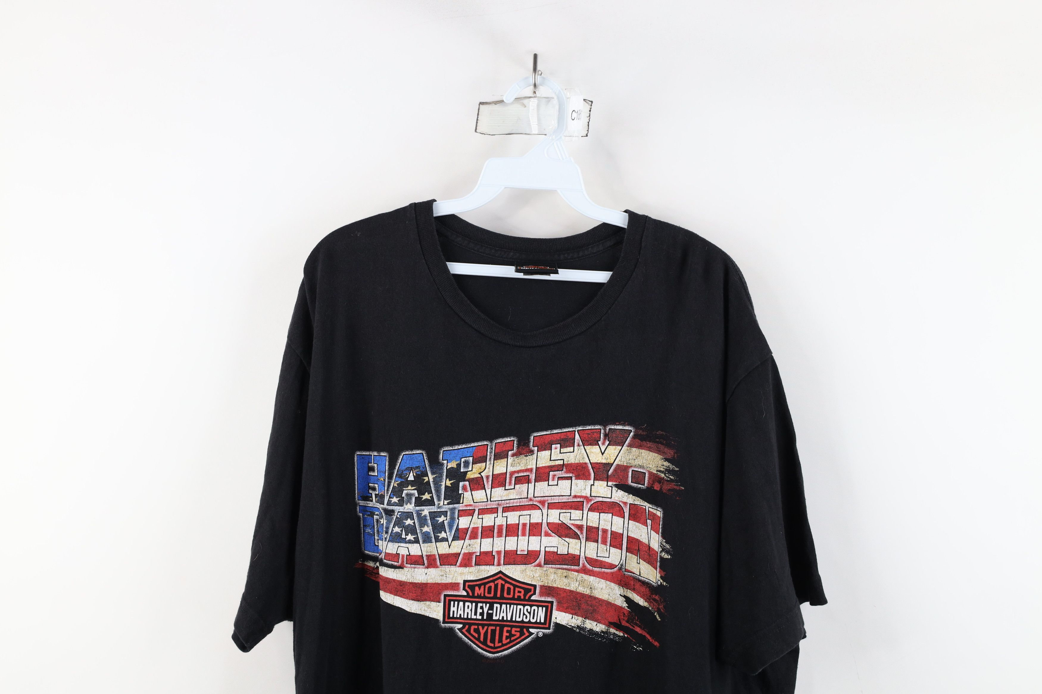 Harley Davidson × Vintage Y2K Harley Davidson Big Logo USA Flag Short Sleeve T-Shirt Size US XXL / EU 58 / 5 - 2 Thumbnail