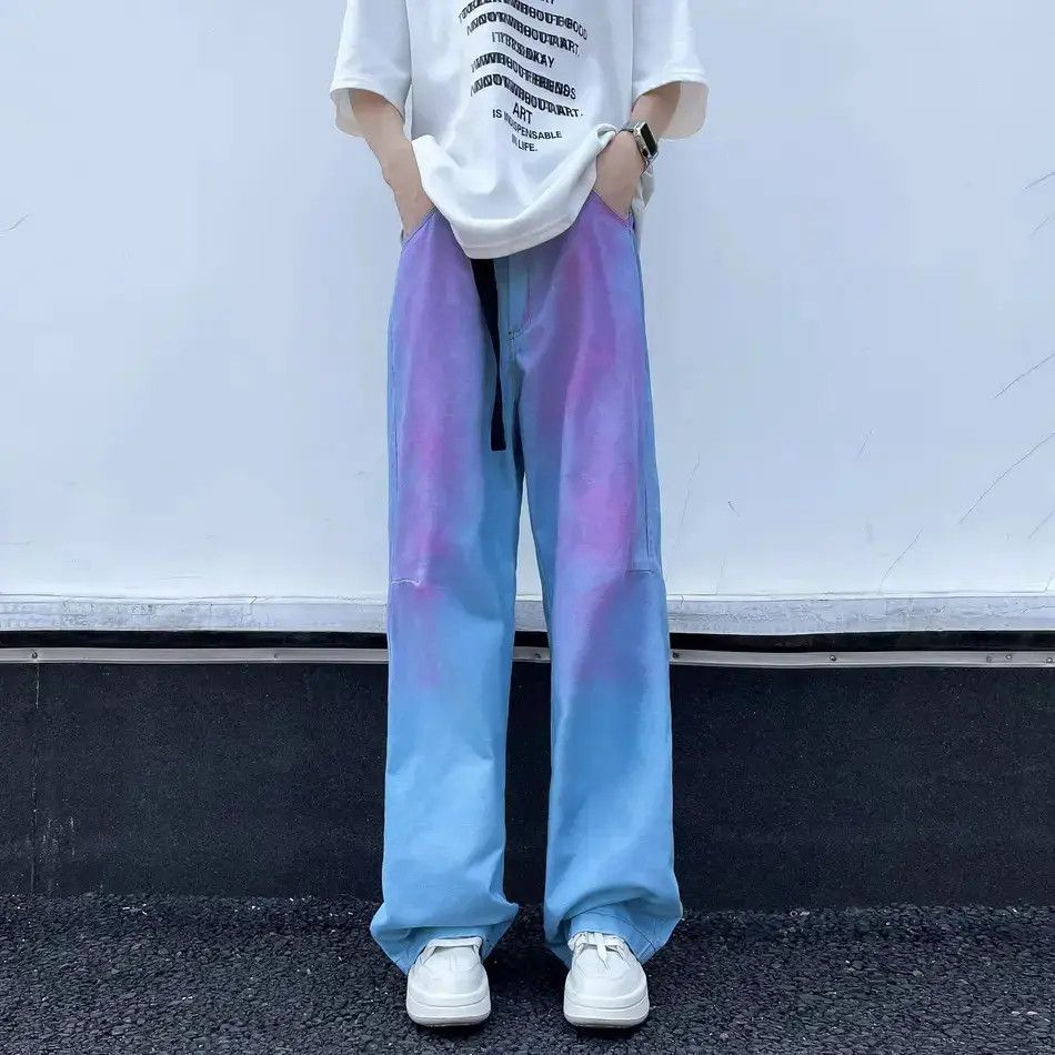 Japanese Brand Retro loose gradient rainbow straight leg jeans Size US 32 / EU 48 - 3 Thumbnail