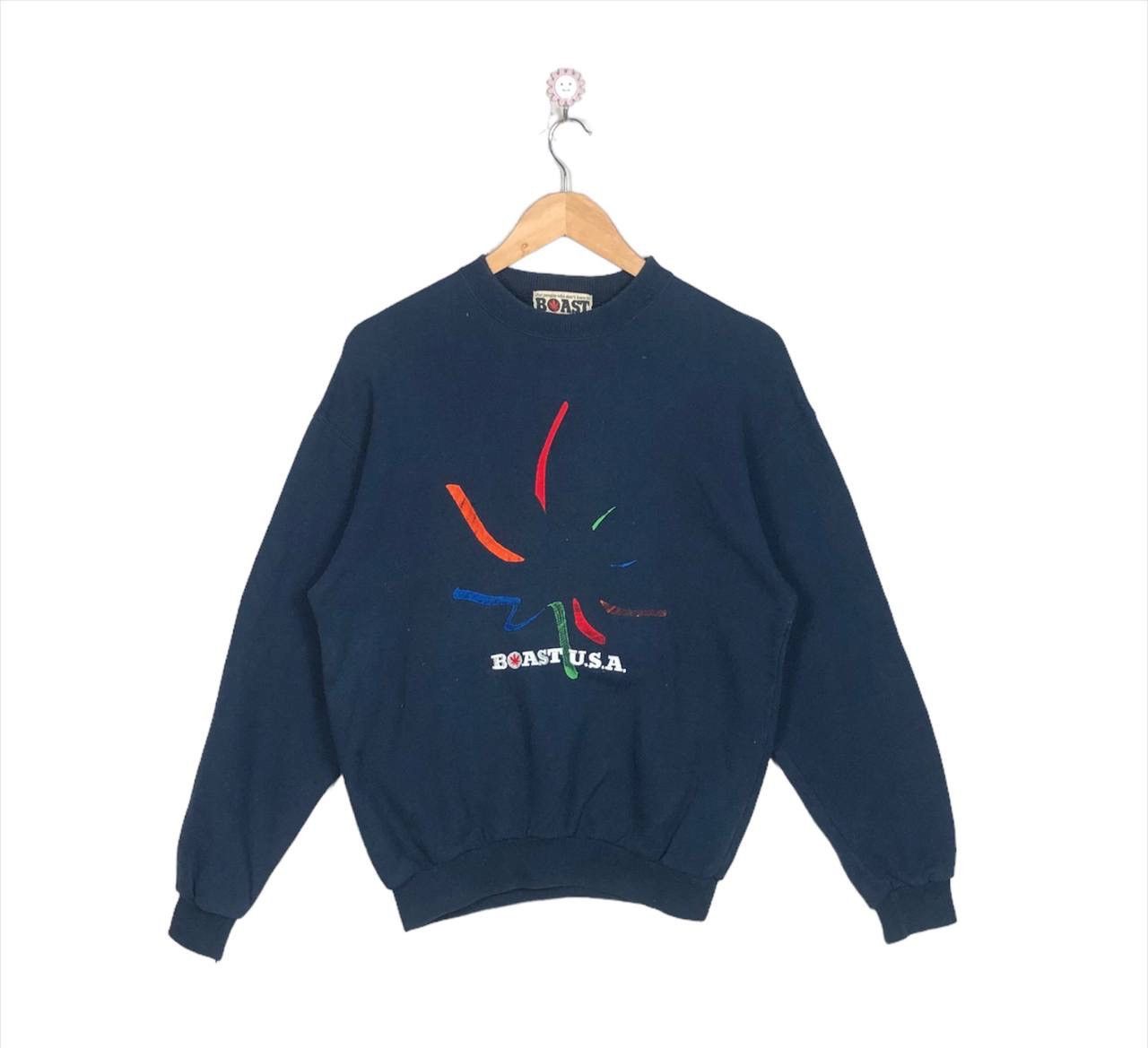 Boast × Vintage Vintage 90s Avant Garde Boast USA Sweatshirt Jumper Winter Size US S / EU 44-46 / 1 - 1 Thumbnail