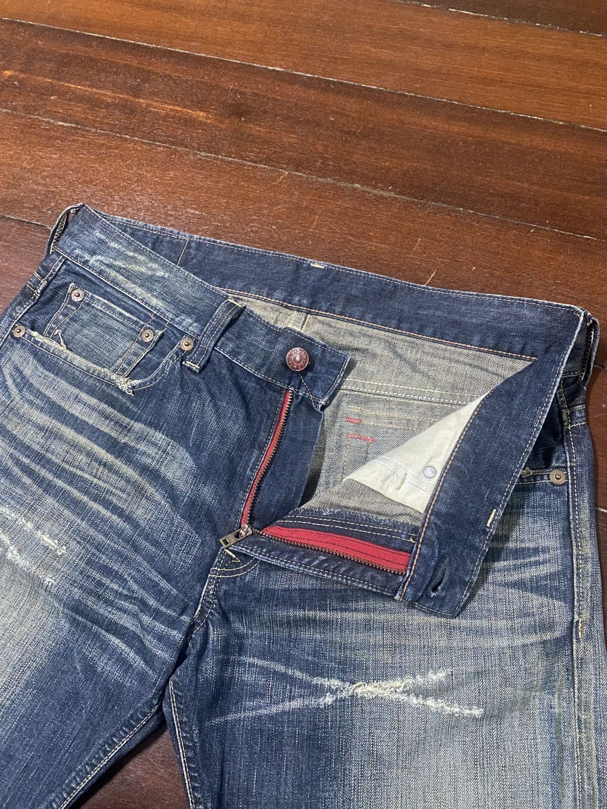 If Six Was Nine Japanese Edwin 503 Flared Jeans Distressed Jeans mud wash Size US 37 - 15 Thumbnail