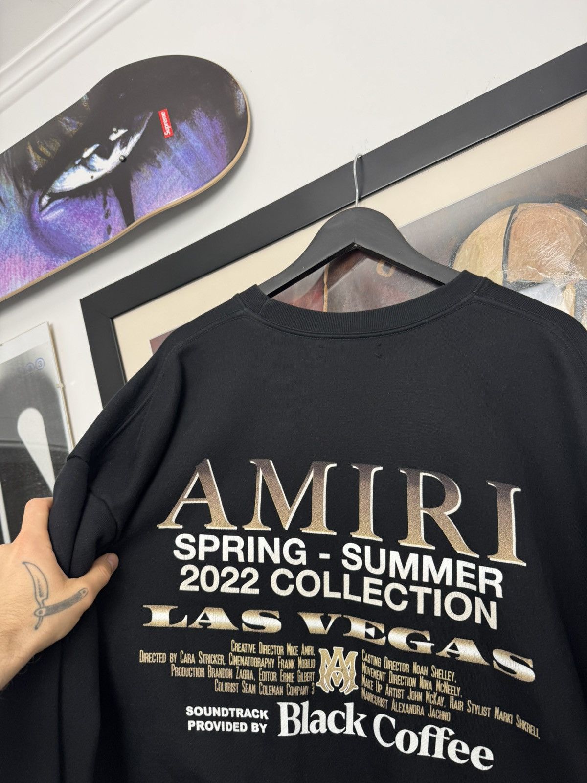 Amiri SS22 Amiri Black Coffee Las Vegas Designer Crewneck Event Size US M / EU 48-50 / 2 - 3 Thumbnail