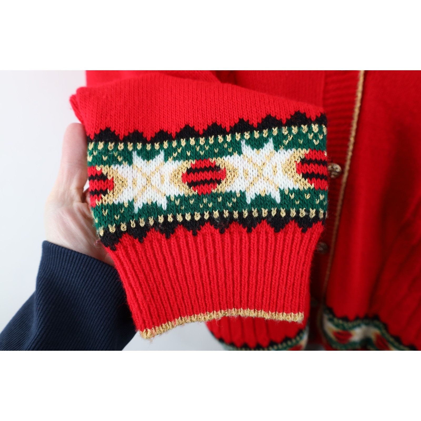 Vintage Vintage 90s Streetwear Christmas Fair Isle Cardigan Sweater Size M / US 6-8 / IT 42-44 - 5 Thumbnail
