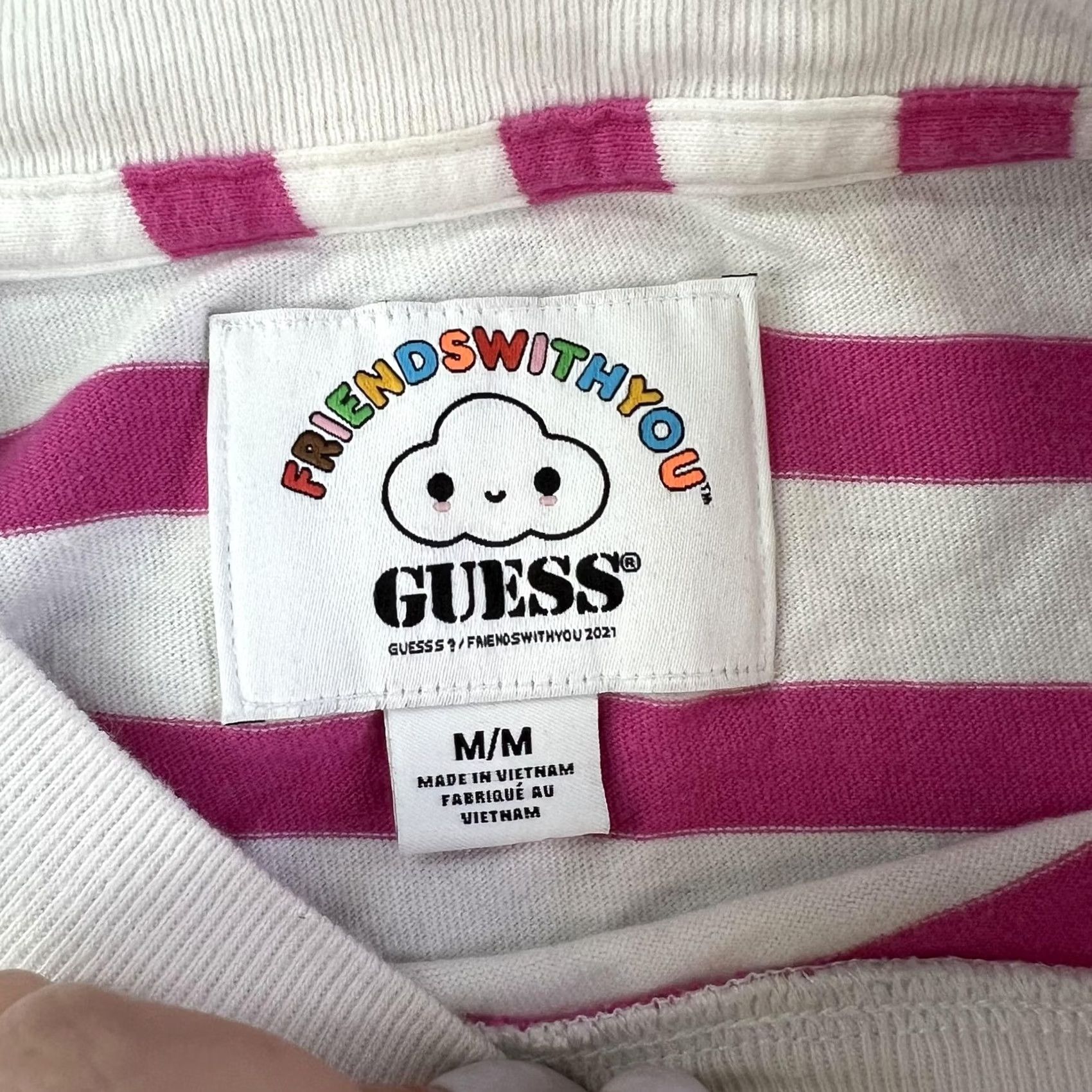 Guess Guess FriendsWithYou Shirt Mens Medium Pink Stripe Cloud Graphic Tee T-Shirt Size US M / EU 48-50 / 2 - 4 Thumbnail