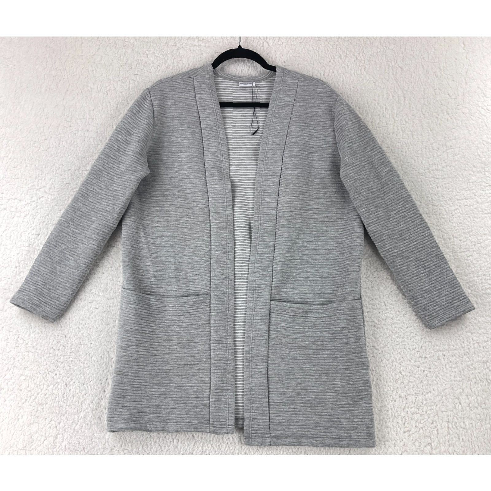 Vintage Jacqueline de Yong Cardigan Womens Medium Gray Open Front Long Sleeve Ribbed New Size M / US 6-8 / IT 42-44 - 2 Thumbnail