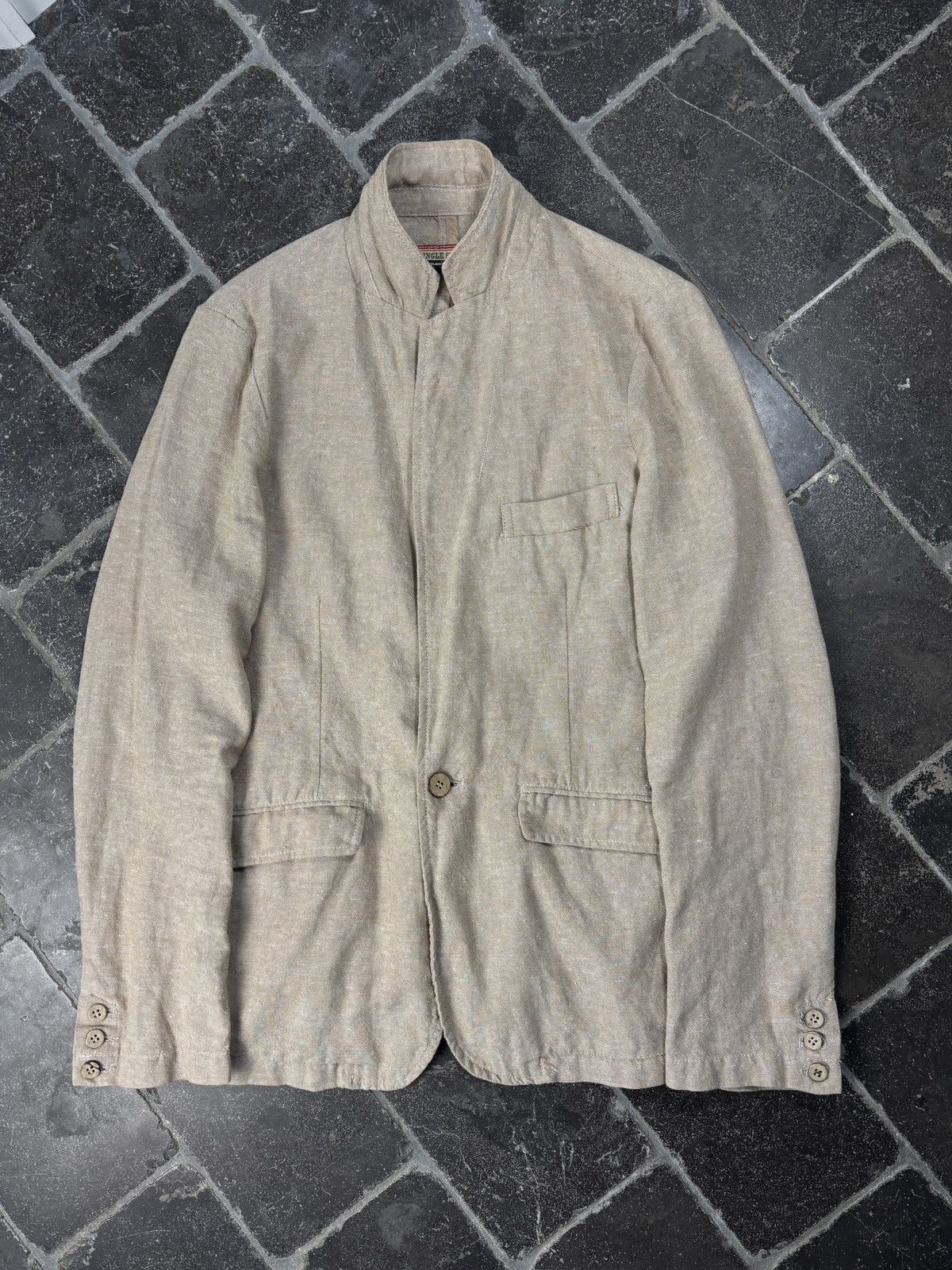 Japanese Brand 1990s Vintage Linen Blazer Suit Jacket Jungle Storm Japan Size 34R - 2 Thumbnail