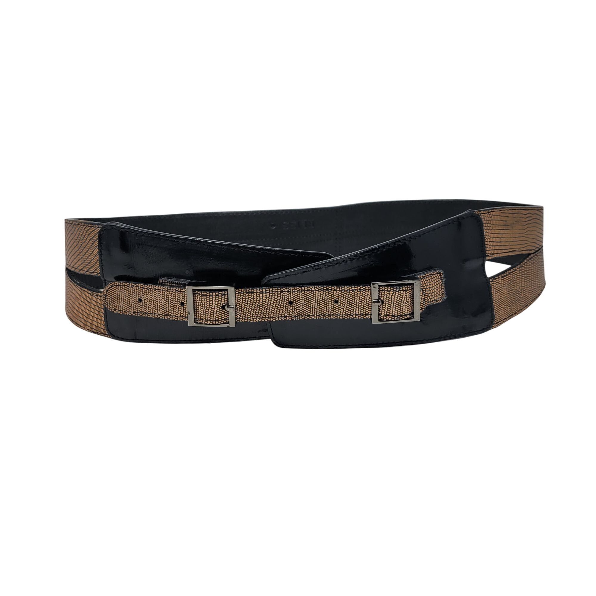 Reiss Reiss Womens Waist Belt Patent Leather Metallic Copper Doubl Size ONE SIZE - 9 Thumbnail
