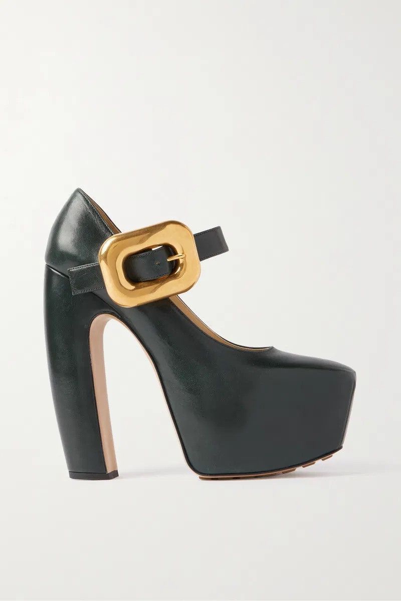 Bottega Veneta Mostra Mary-Jane Pump with Buckle in dark green Size US 8 / IT 38 - 1 Thumbnail