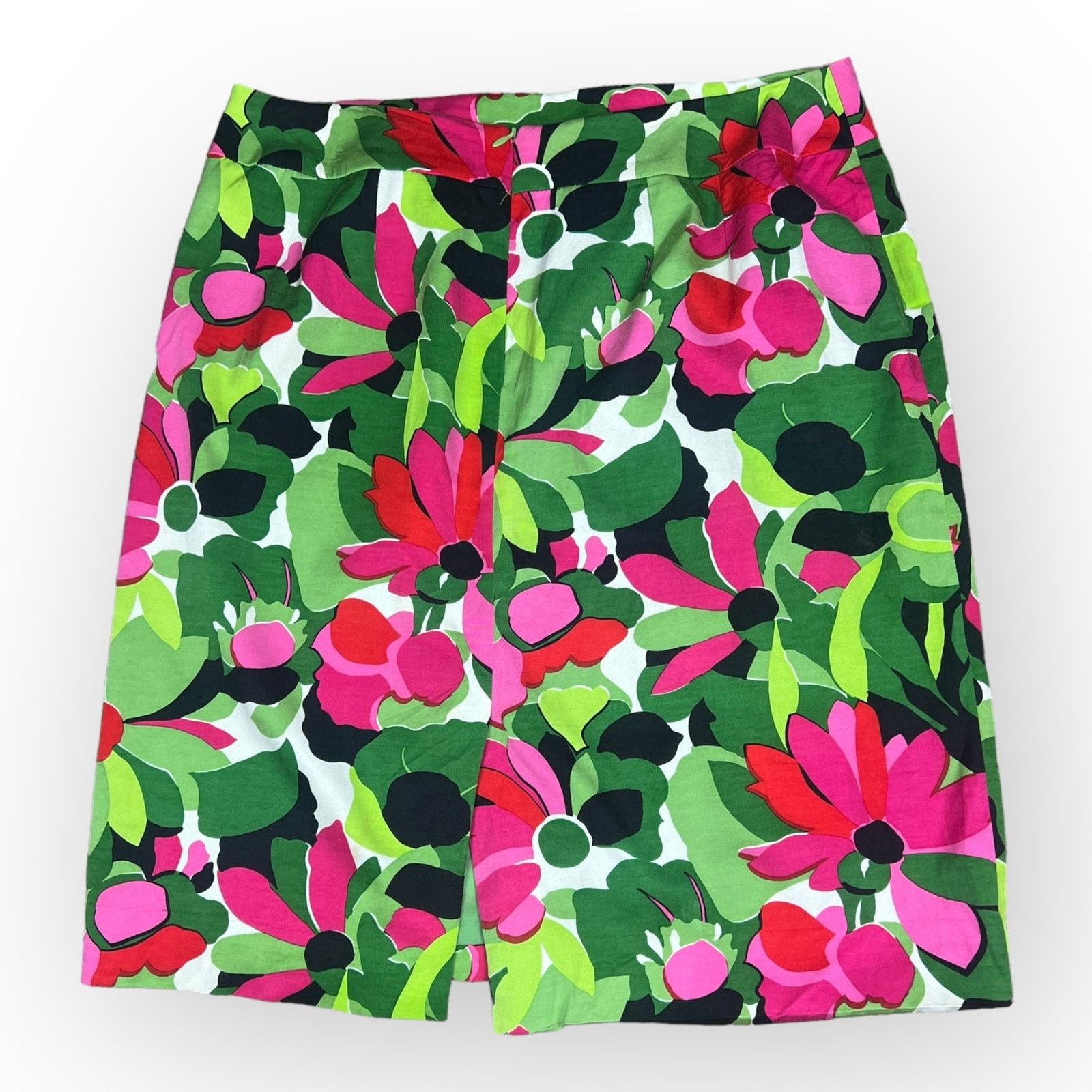 Vintage Talbots Vintage Pink Green Floral Silk Straight Skirt - 90s Size 32" / US 10 / IT 46 - 1 Thumbnail