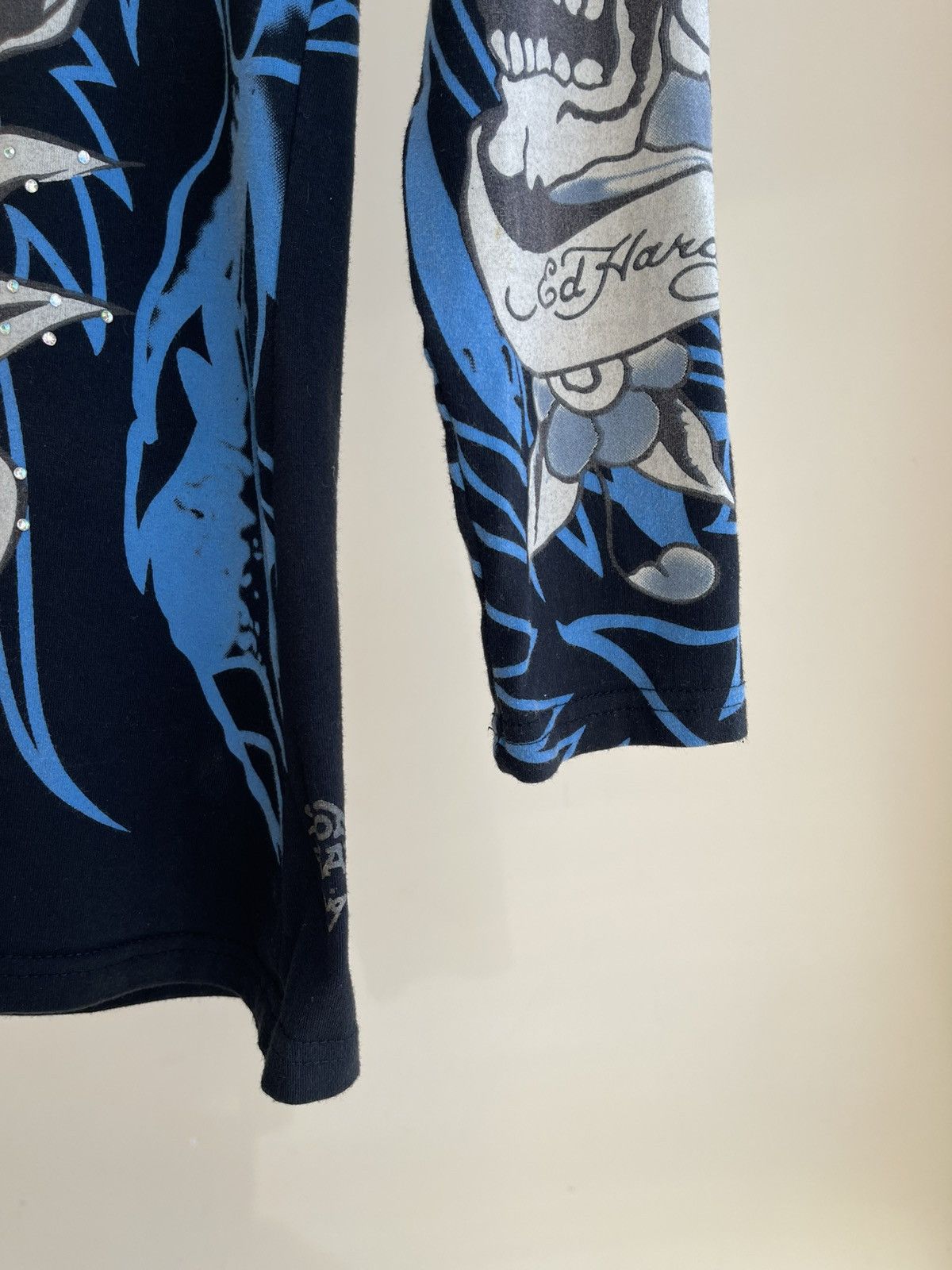 Ed Hardy Y2K Tattoo Skull Overprint Long Sleeve T-Shirt 2000s Vintage Size M / US 6-8 / IT 42-44 - 9 Thumbnail