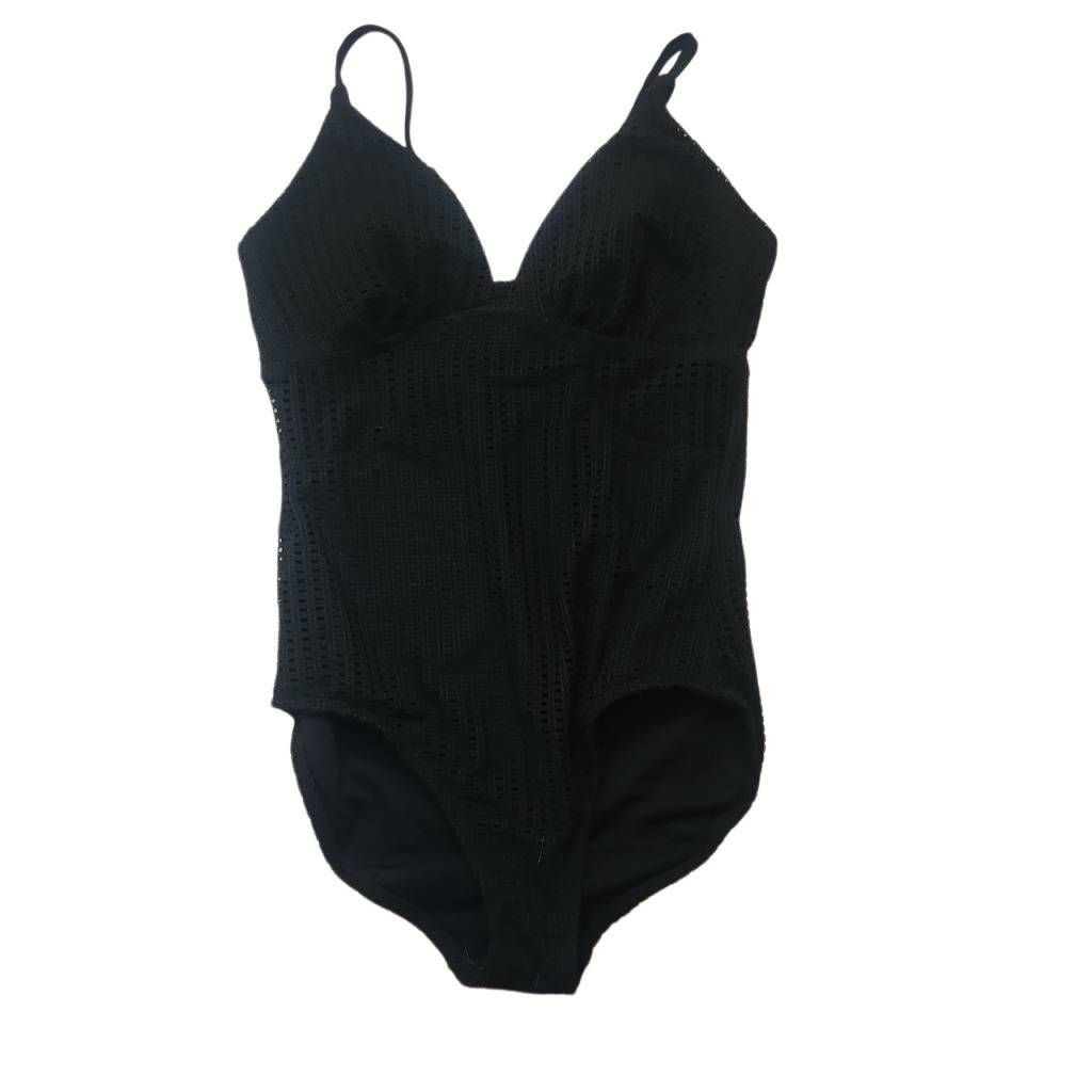 Merona Merona Women's Size Medium Black Crochet One Piece Bathing S Size ONE SIZE - 1 Thumbnail