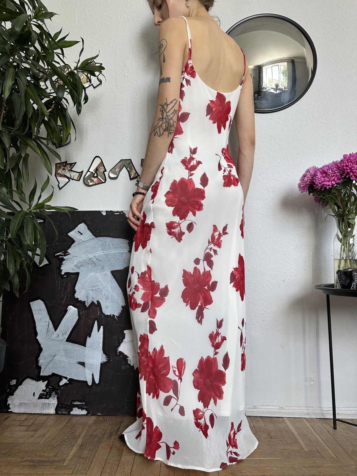 Beauty Beast Stunning evening vintage rose floral mesh cowl maxi dress Size M / US 6-8 / IT 42-44 - 5 Thumbnail