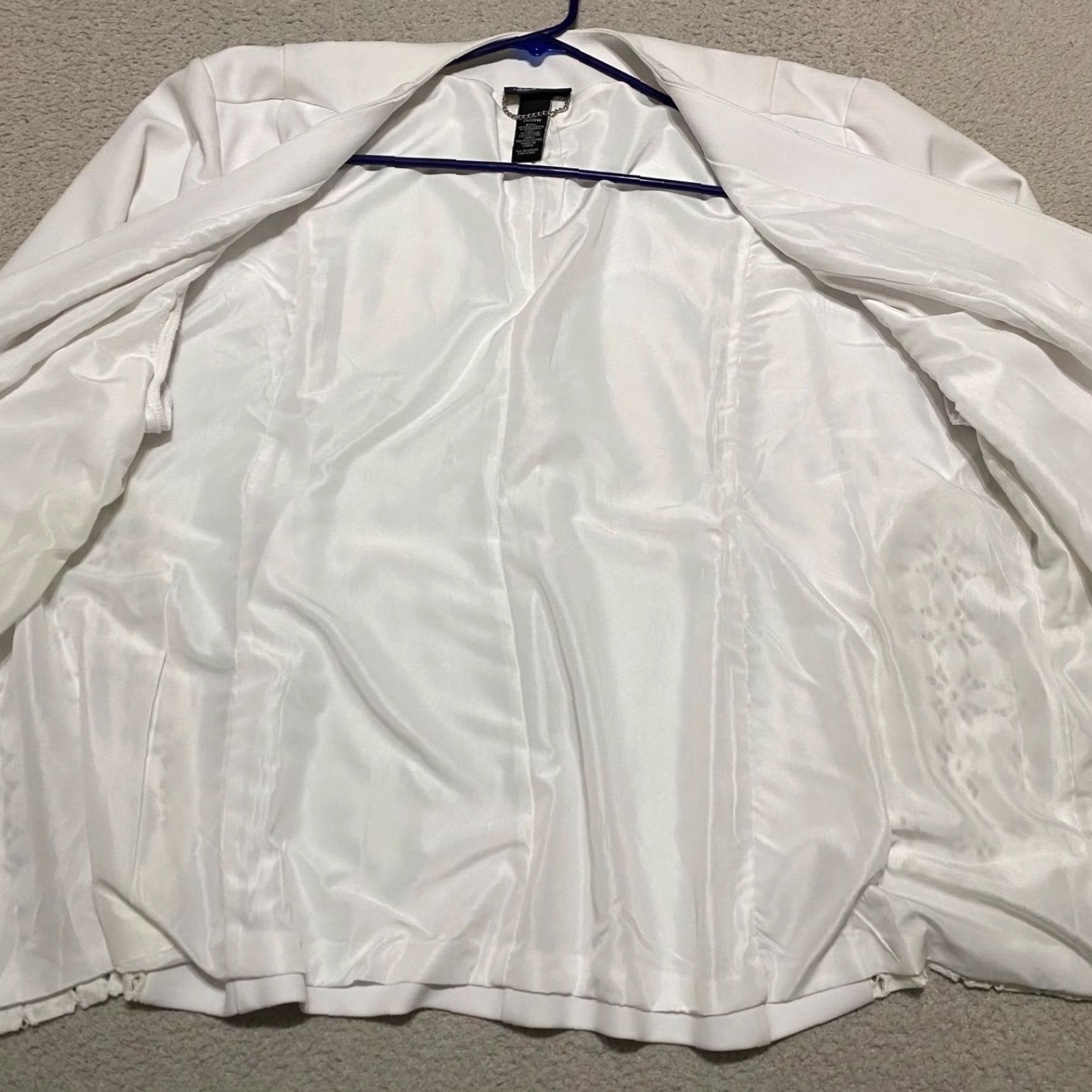 Vintage Catherines Black Label Womens 3X Plus Jacket White Open Front Crochet Sides Size XXL / US 16-18 / IT 52-54 - 6 Thumbnail
