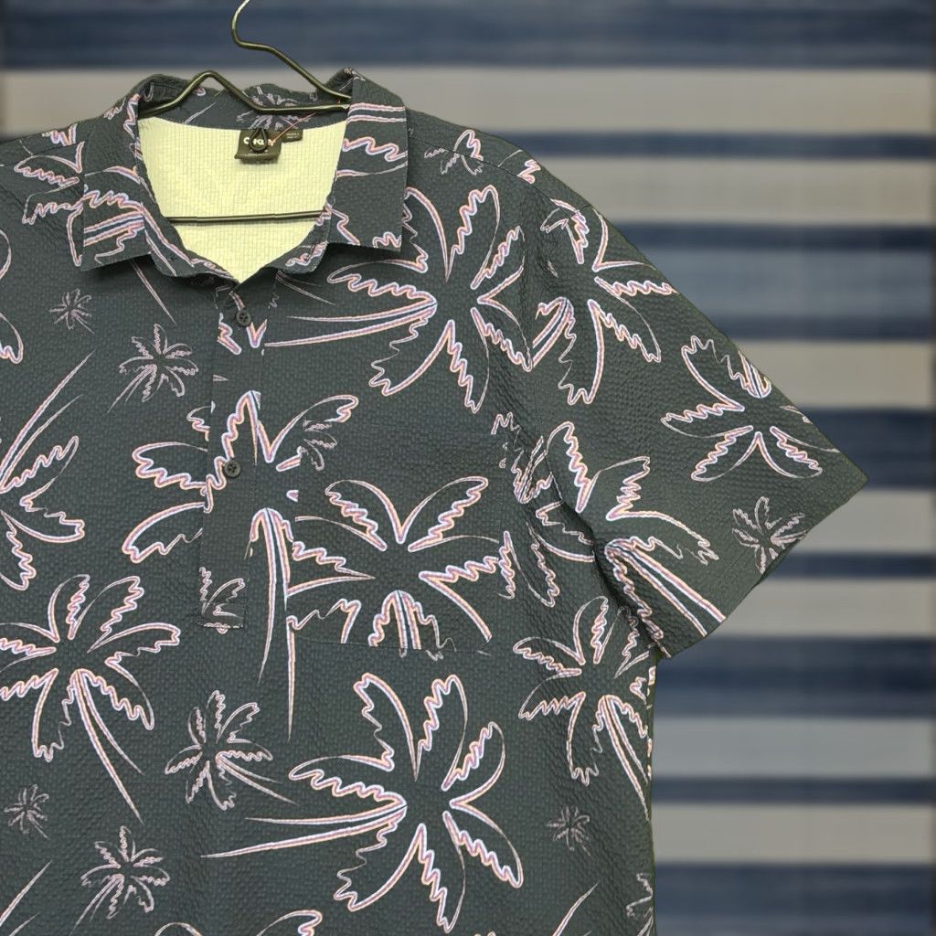 Oakley Oakley Polo Shirt Mens Large Purple Tropical Seersucker Stretch Beach Casual Shirt Size US L / EU 52-54 / 3 - 1 Thumbnail