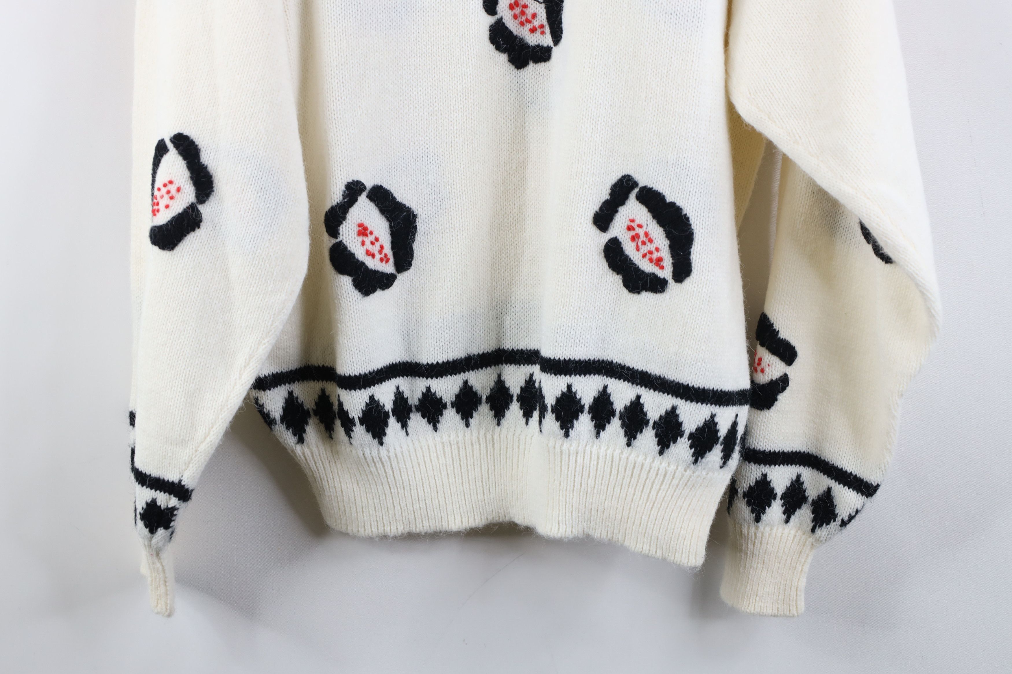 Vintage Vintage 70s Streetwear Abstract Flower Knit Sweater Size L / US 10 / IT 46 - 12 Thumbnail