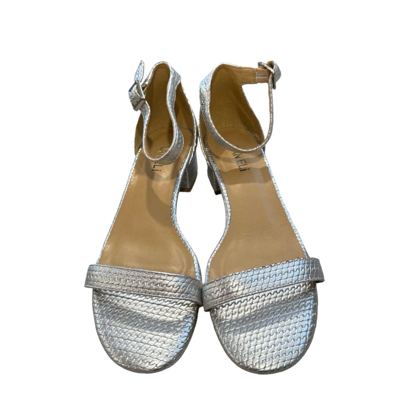 VANELI Vaneli Women’s Sandal Size 8 M Silver Ankle Strap Heels Dressy Strappy Leather Shoes Womens Size M / US 6-8 / IT 42-44 - 2 Thumbnail