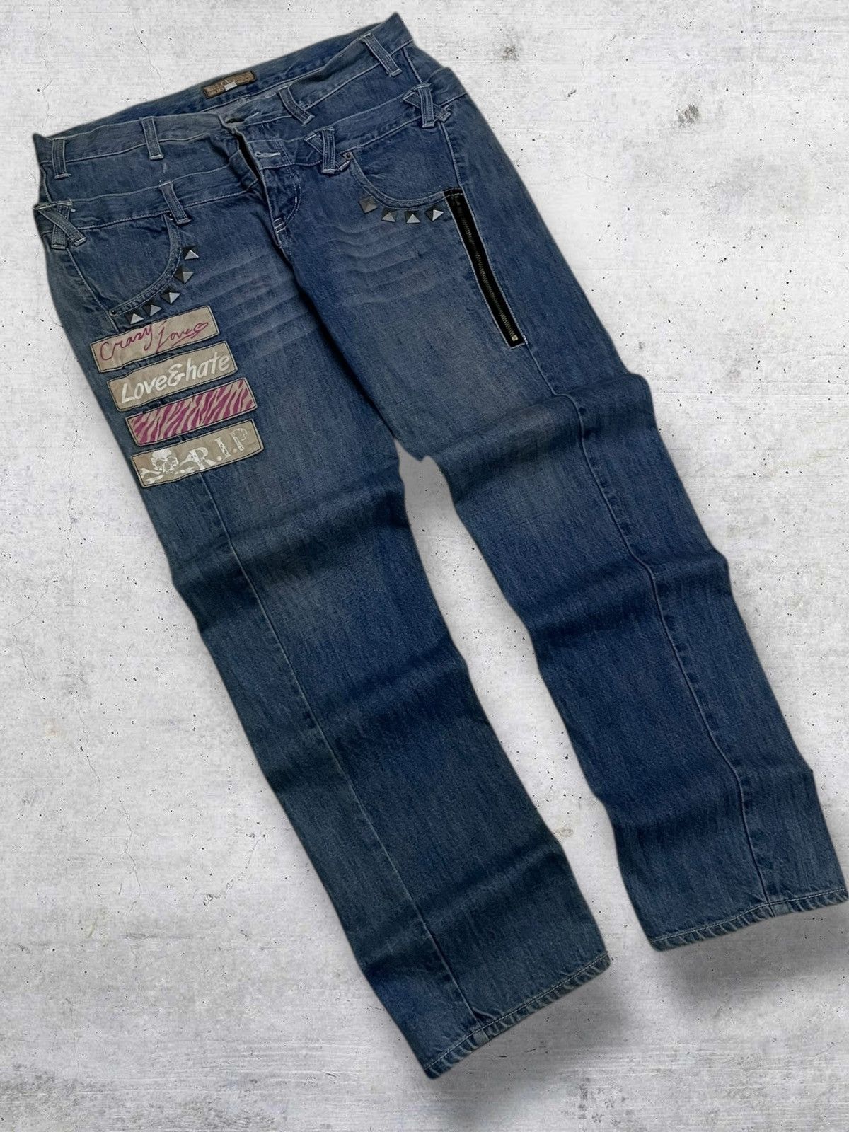 Beauty Beast VINTAGE SPIKE DENIM HELLCAT PUNKS NOT DEAD JAPAN 90S DENIM Size US 32 / EU 48 - 2 Thumbnail