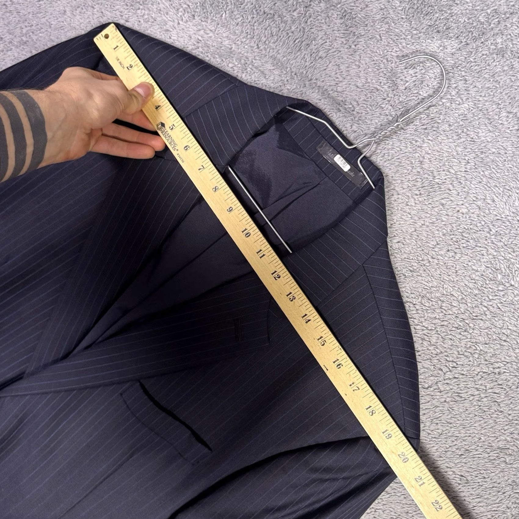 Ralph Lauren Ralph Lauren Suit Mens 46R 2 Piece Wool Jacket Slacks Set Pinstripe Cuffed Blue 38x29 Formal Wedding Mens Size 46R - 7 Thumbnail
