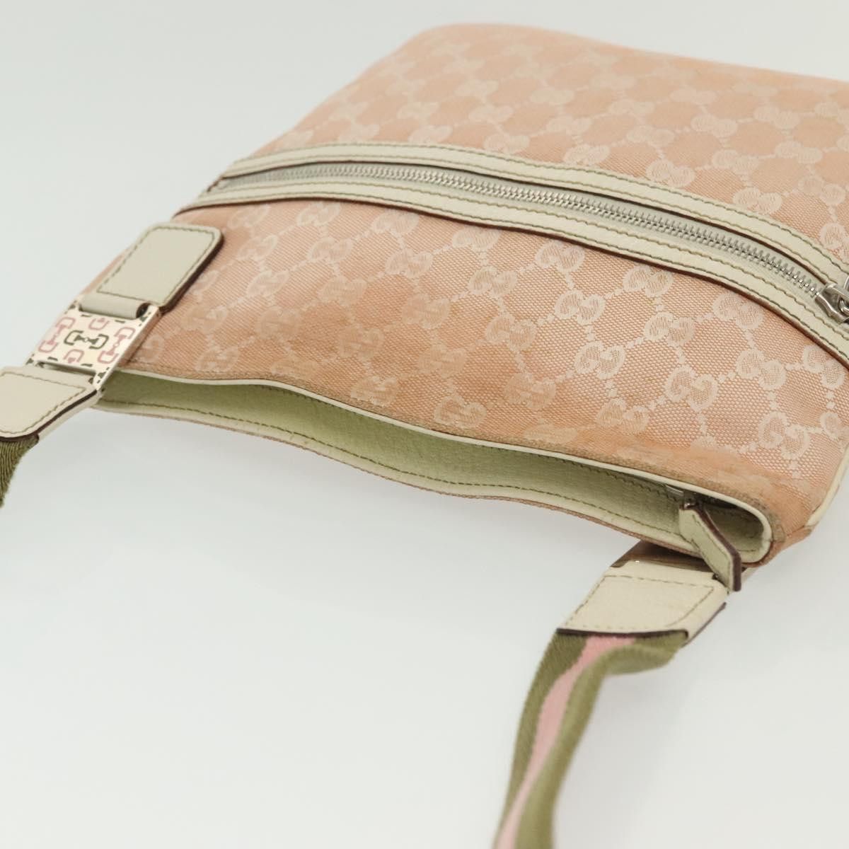 Gucci GUCCI GG Canvas Sherry Line Shoulder Bag Pink Silver Khaki Size ONE SIZE - 6 Thumbnail