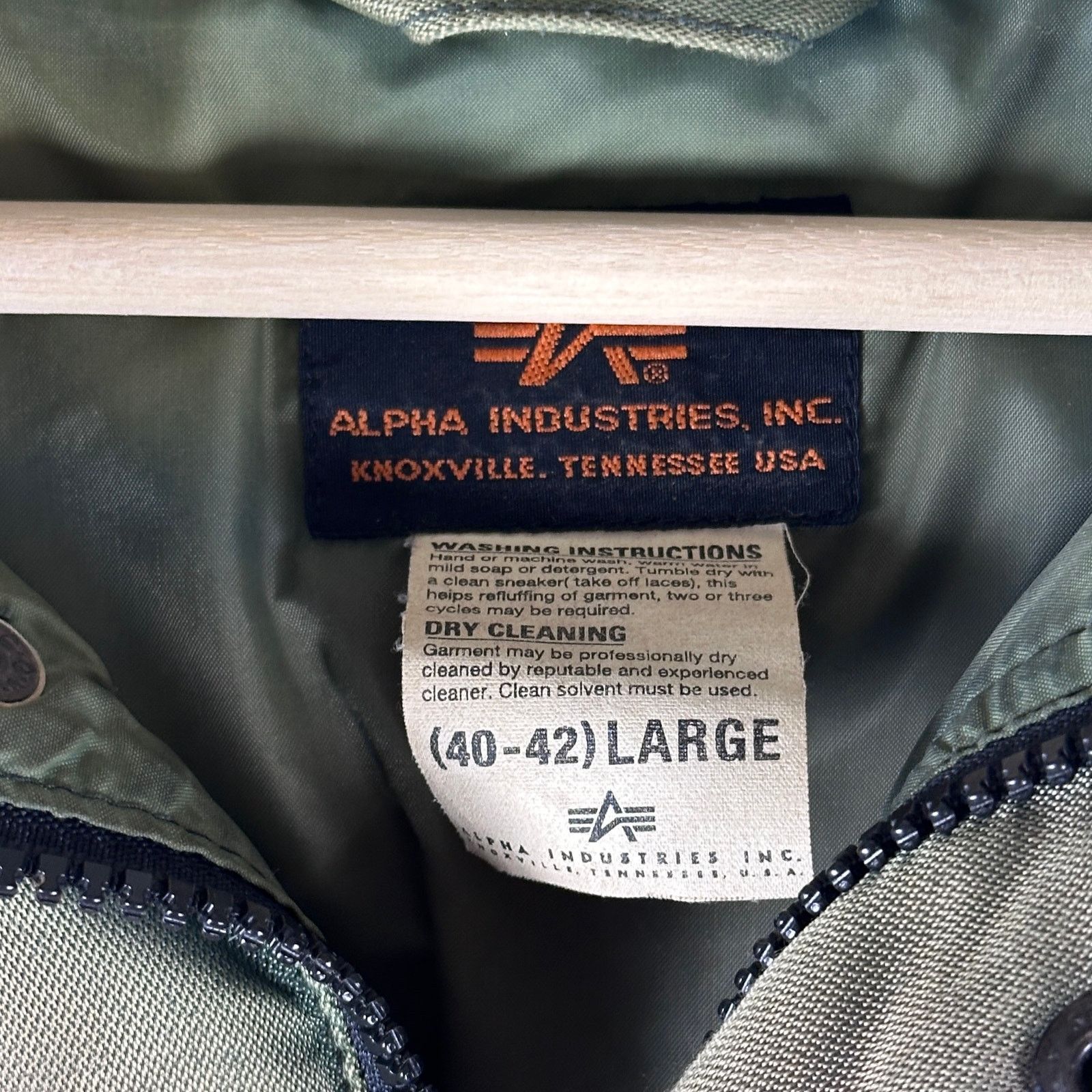 Alpha Industries Vintage Green Down Puffer Jacket Size US L / EU 52-54 / 3 - 3 Thumbnail