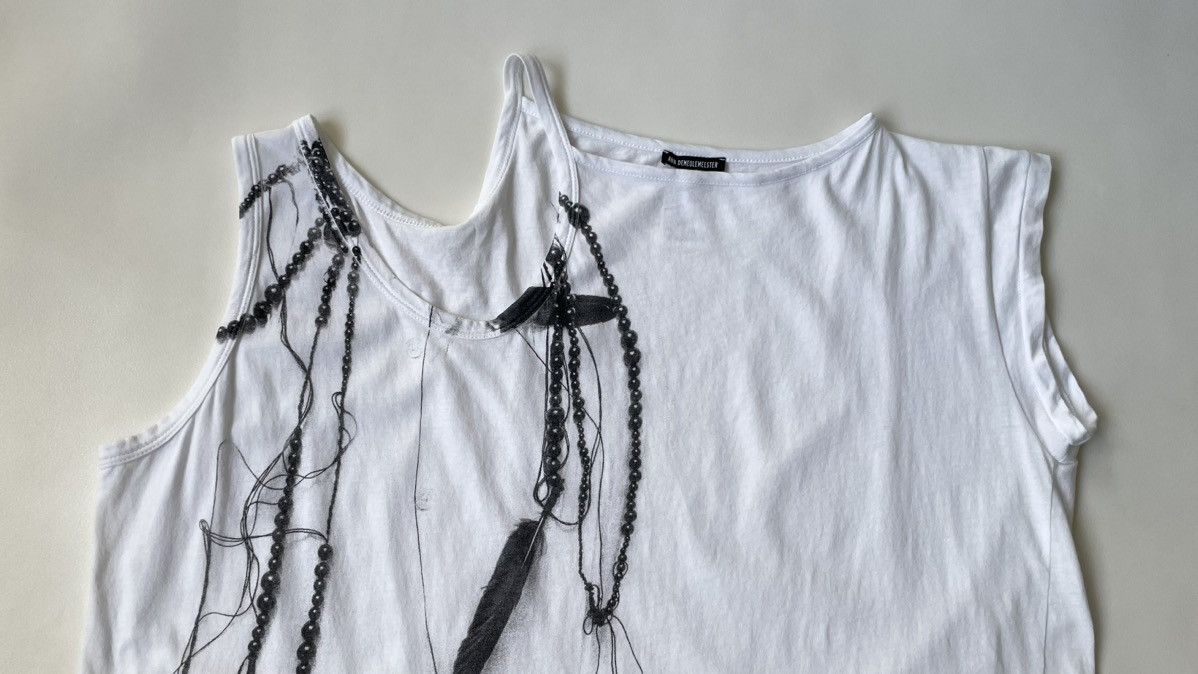 Ann Demeulemeester ‘Feather Necklace Print’ Tie Strap Vest Size M / US 6-8 / IT 42-44 - 7 Thumbnail