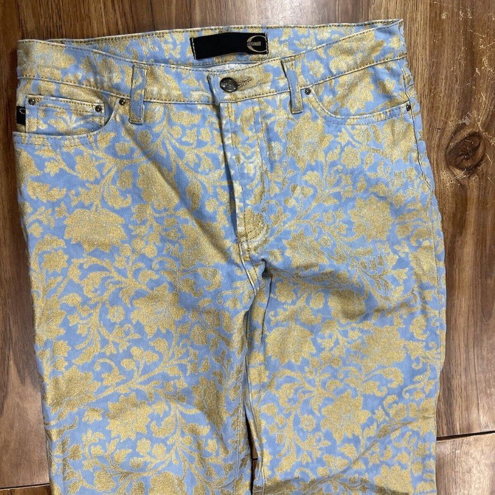 Just Cavalli Just Cavalli Women’s Gold Blue VTG Jeans Pants Sz 28 Size 28" / US 6 / IT 42 - 7 Thumbnail