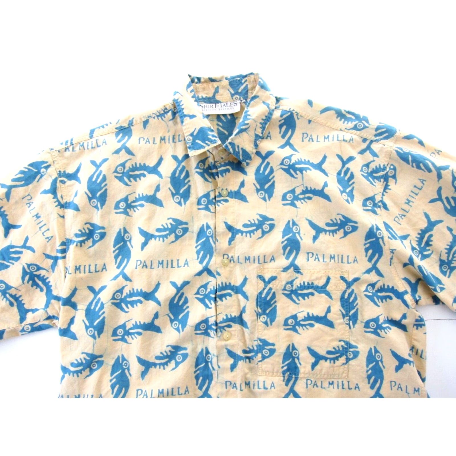Vintage VINTAGE Shirt Tales Cotton Blue Pink Fish Palmilla Button Down Hawaiian Shirt XL Mens Size US XL / EU 56 / 4 - 4 Thumbnail