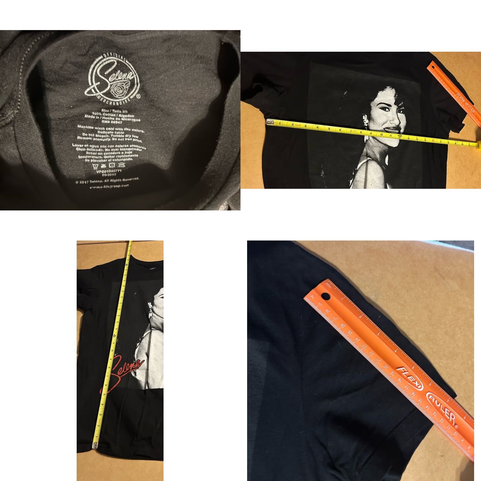 Vintage Selena Shirt Women XS Black Short Sleeve Crew Neck 100 Cotton Graphic | T-Shirt | Regular Fit | Black, White Size XS / US 0-2 / IT 36-38 - 8 Thumbnail