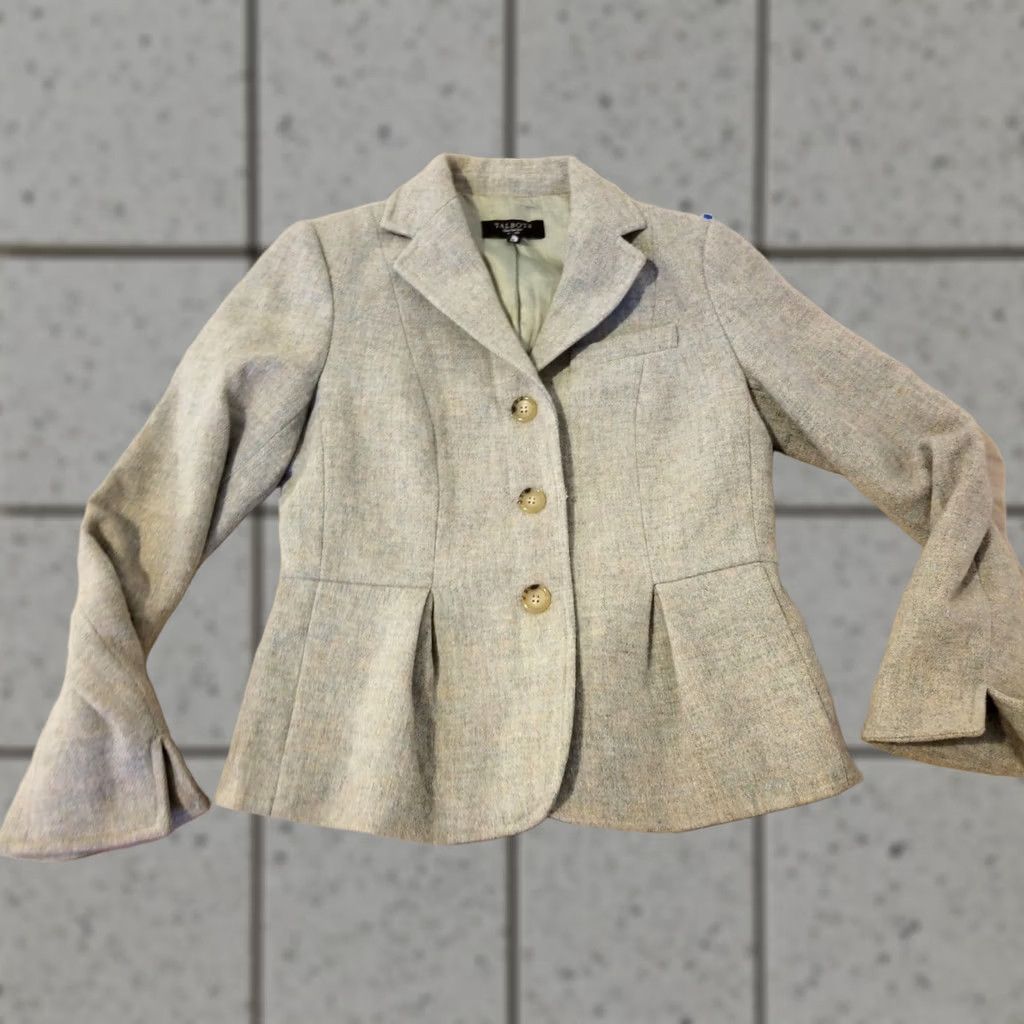 Talbots Womens Talbots Wool Jacket Blazer 4P Petite Grey Gray Size S / US 4 / IT 40 - 1 Thumbnail