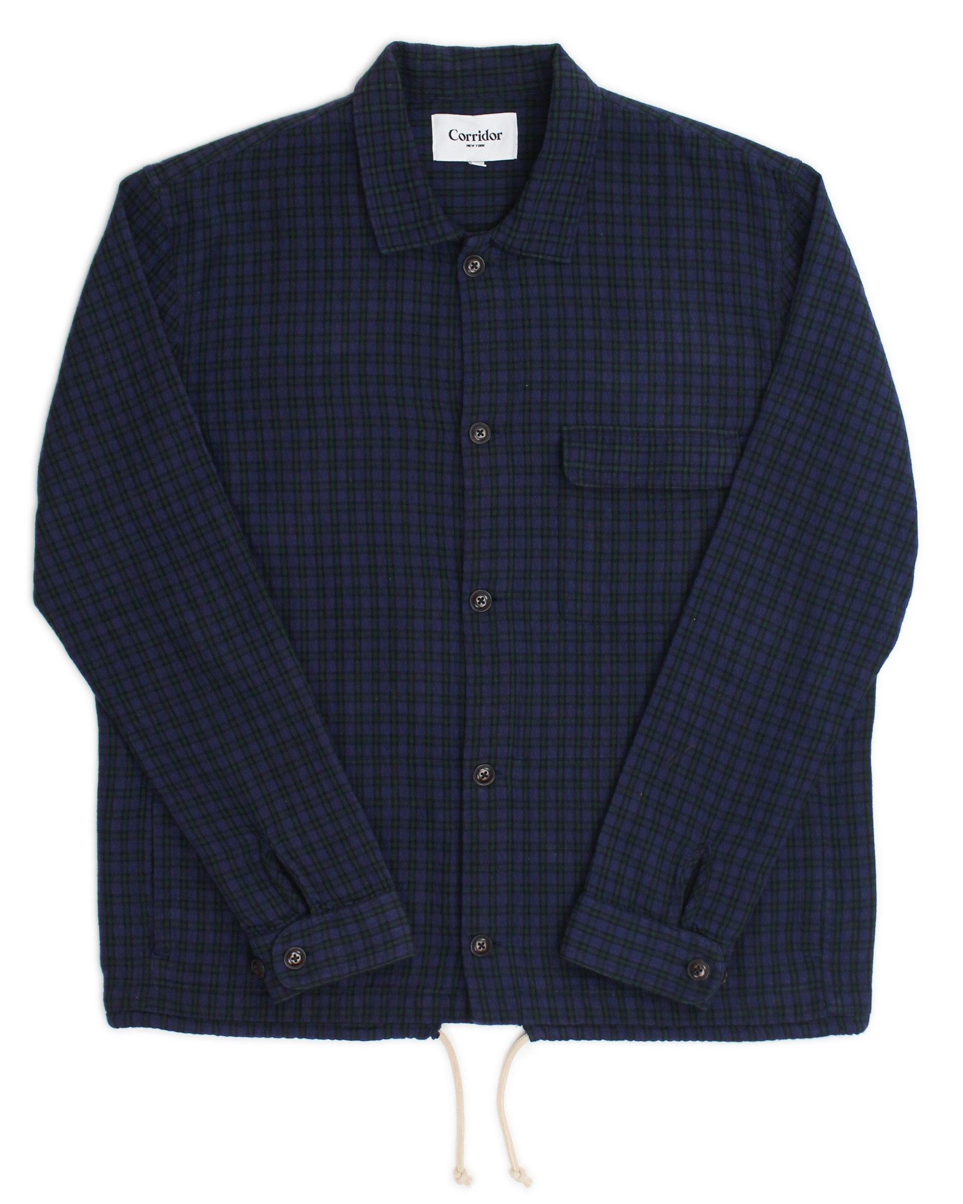 image of Corridor Aw19 Quilted Cotton Blackwatch Plaid Service Jacket in Blue/Green, Men's (Size XL)