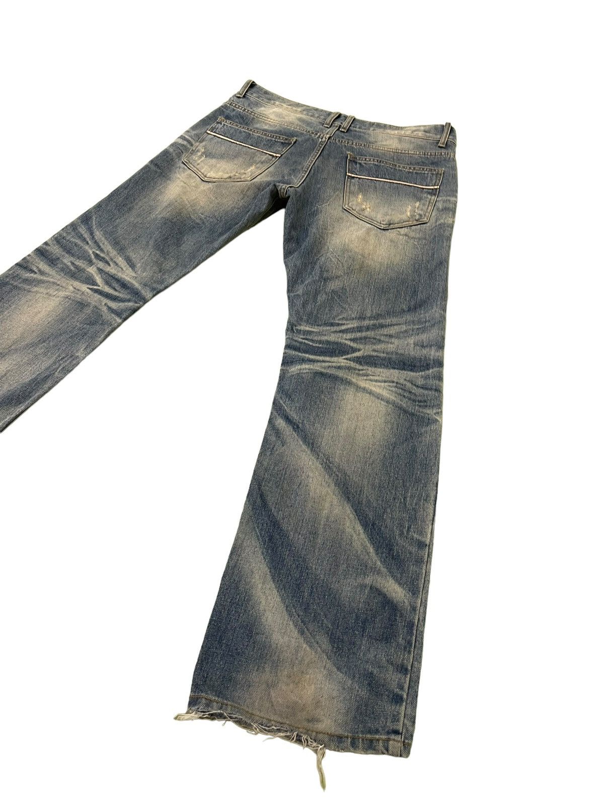 Japanese Brand Slim Jeans Improves Faded Distress Denim 8🟦7 Size US 35 - 13 Thumbnail