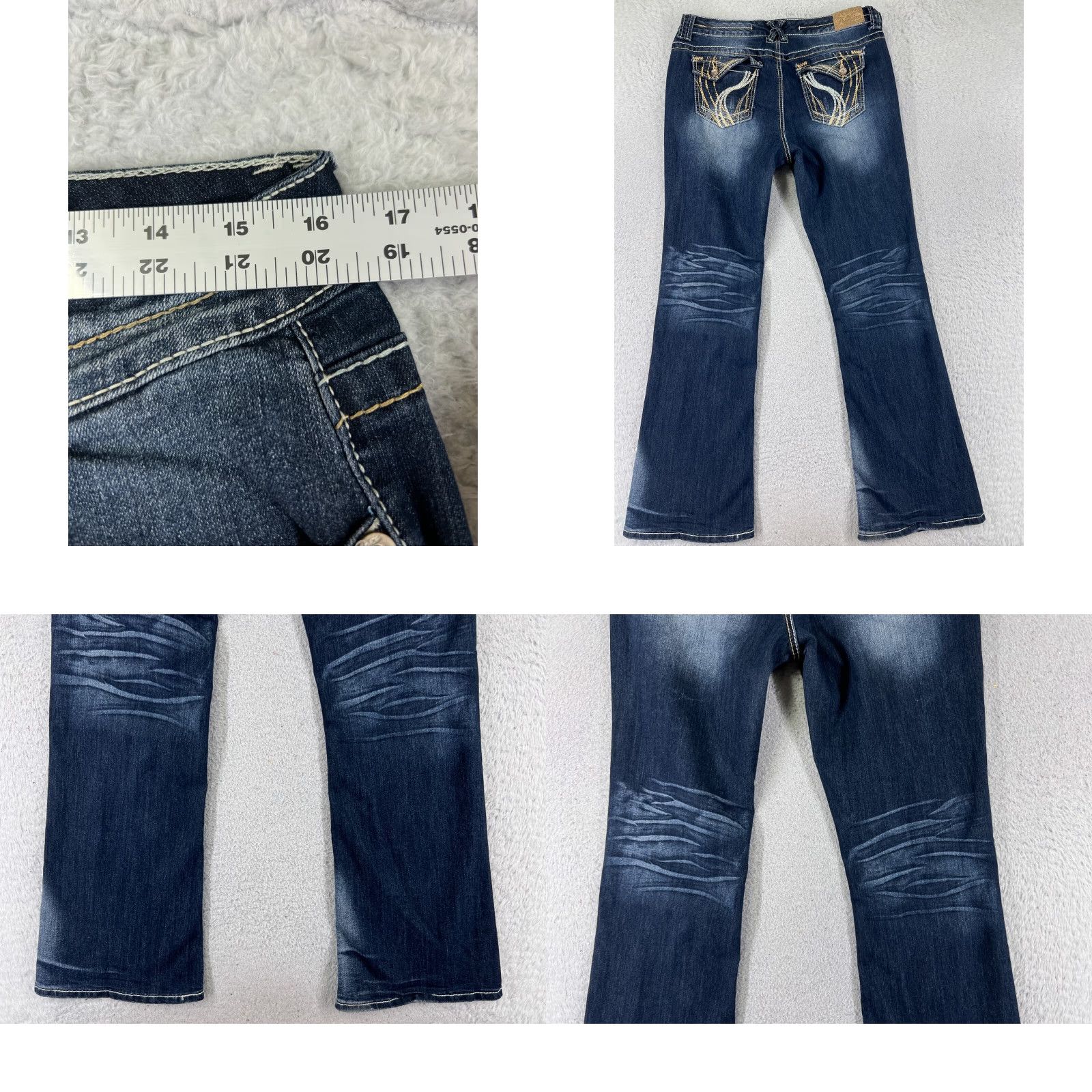 Denime Premiere Jeans Women 13 Blue Denim Flared Distressed Embroidered 32x31 Jeans Women 13 Blue Denim Flared Distressed Embroidered 32x31 Size 34" / US 12 / IT 48 - 9 Thumbnail