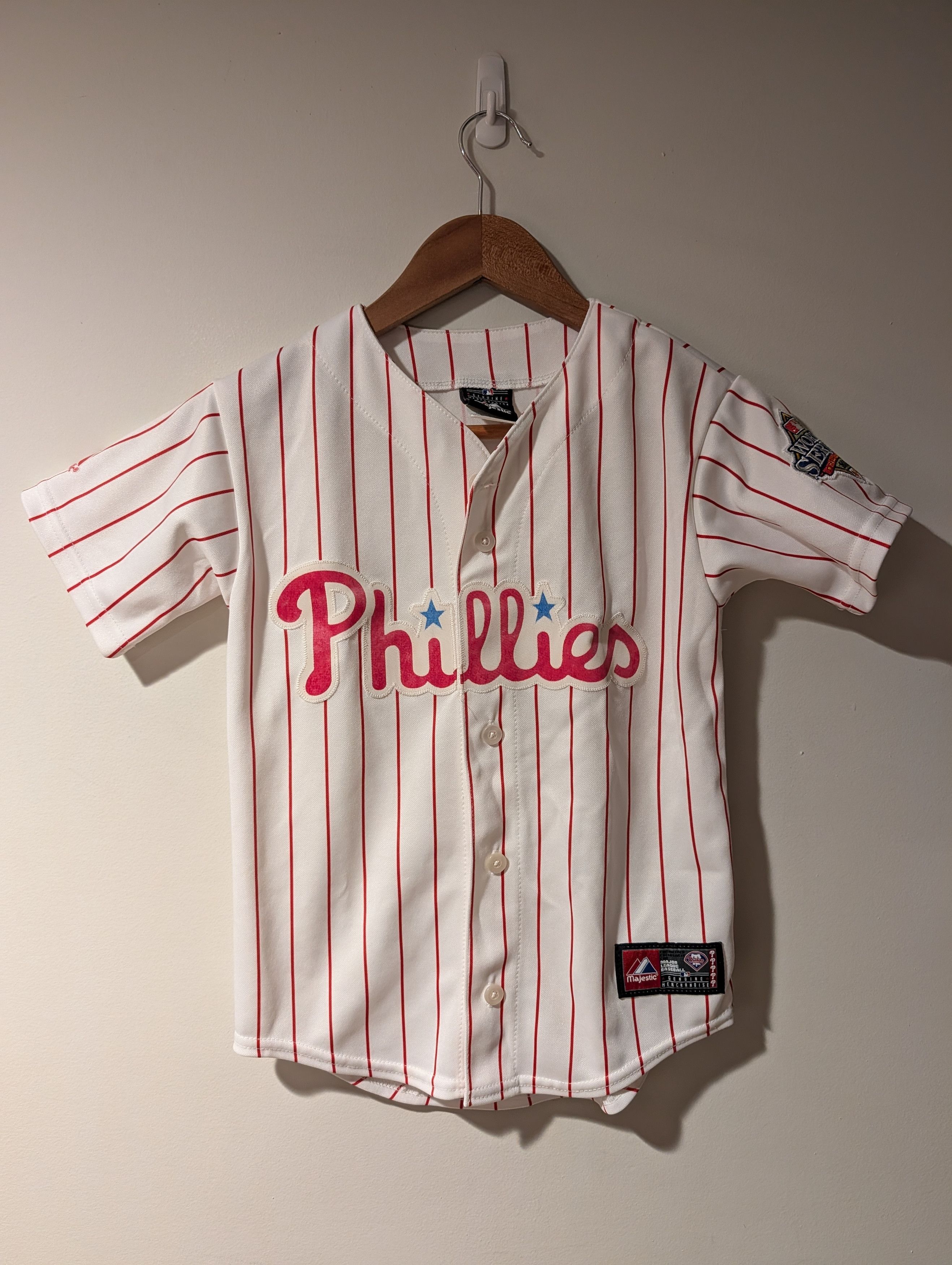 Vintage 2008 Phillies MLB World Series Kids Small Jersey