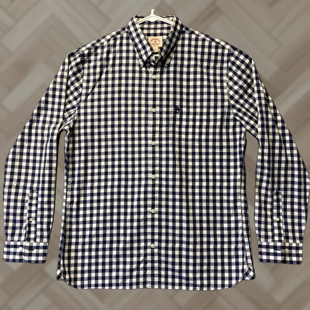 Brooks Brothers Brooks Brothers Dress Shirt Mens CL Slim Blue Check Button Up 33-79 XL Regular Men Collared Spread Slimming Size 46R - 1 Thumbnail