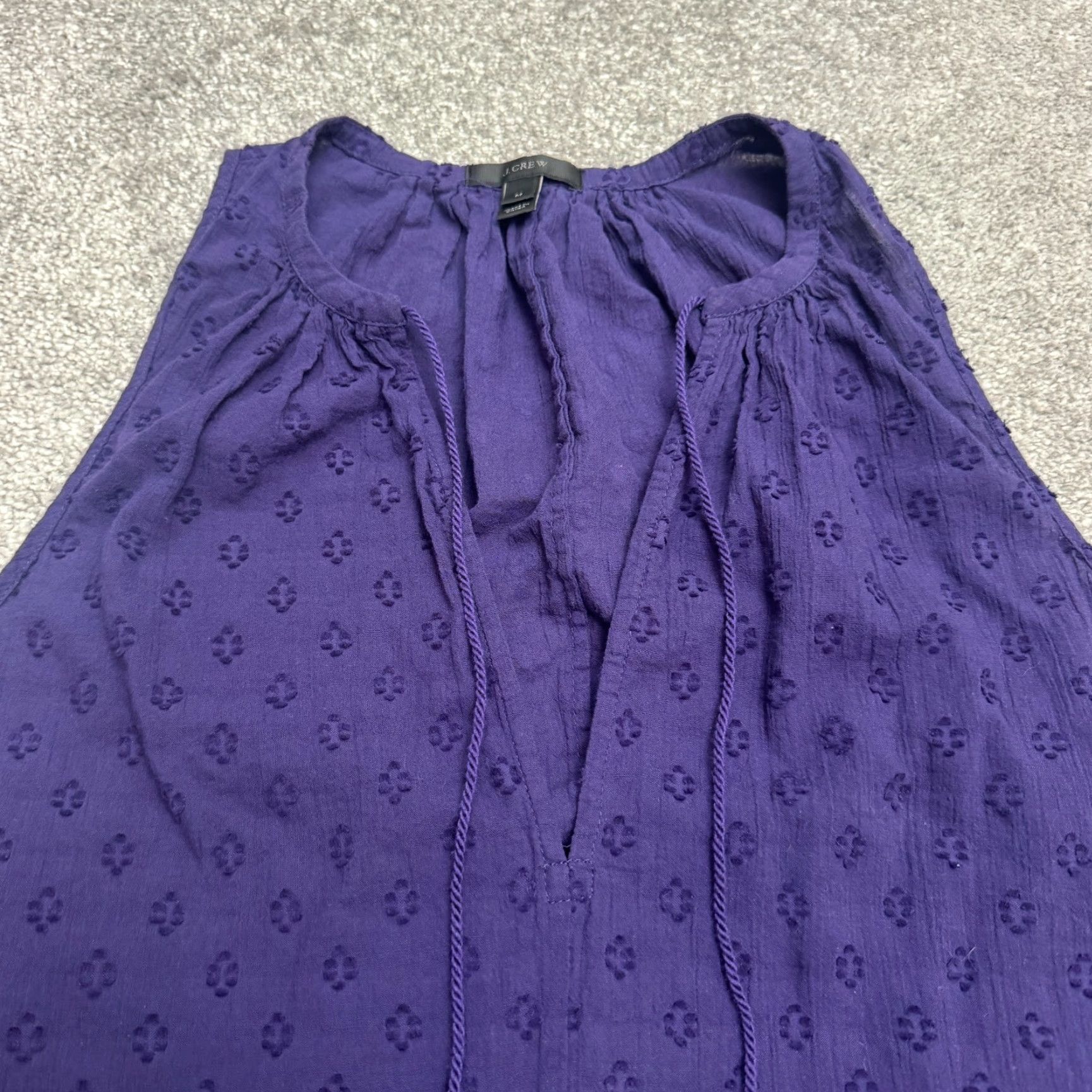 J.Crew J.Crew Dress Womens Medium Purple Eyelet Tasseled Midi Shift Sleeveless Boho Size M / US 6-8 / IT 42-44 - 6 Thumbnail