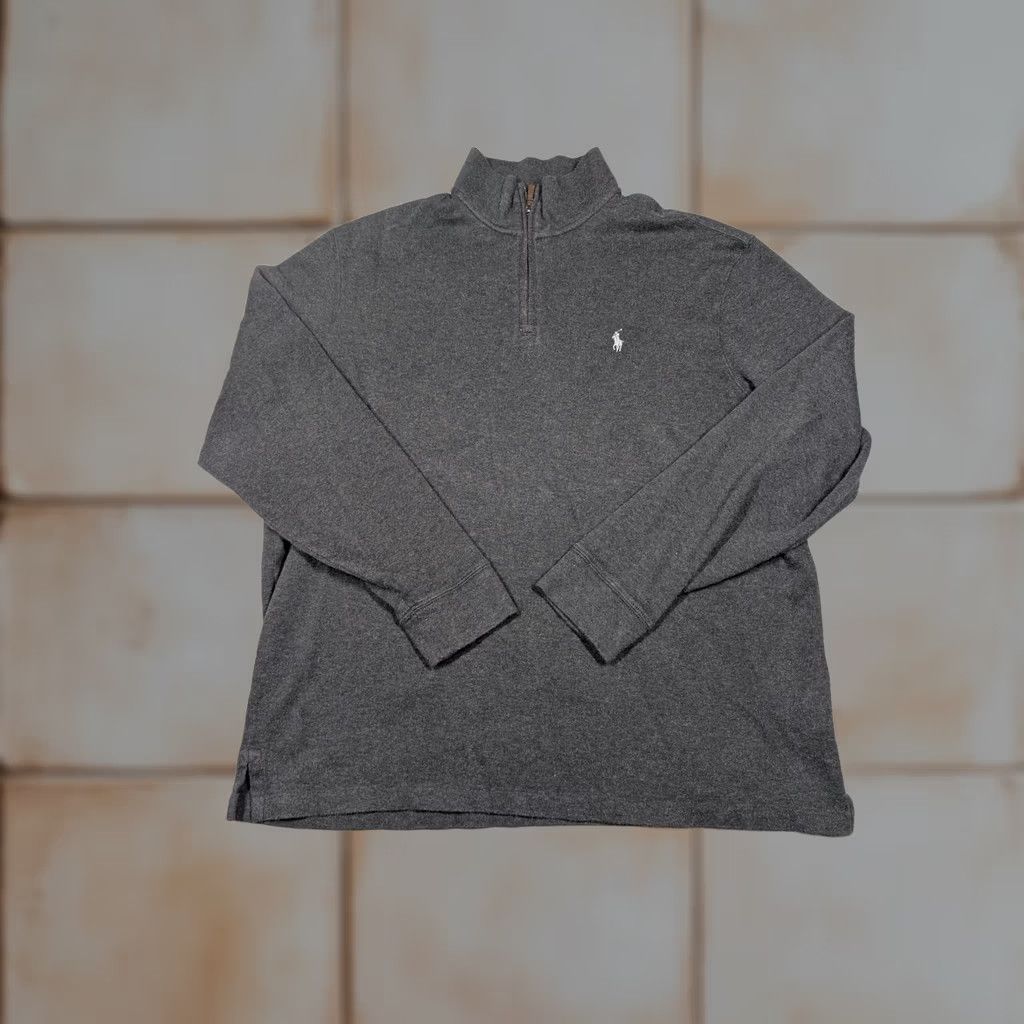 Polo Ralph Lauren Polo Ralph Lauren Sweater Mens XL Gray Estate Rib Quarter Zip Mock Neck Pullover Size US XL / EU 56 / 4 - 1 Thumbnail