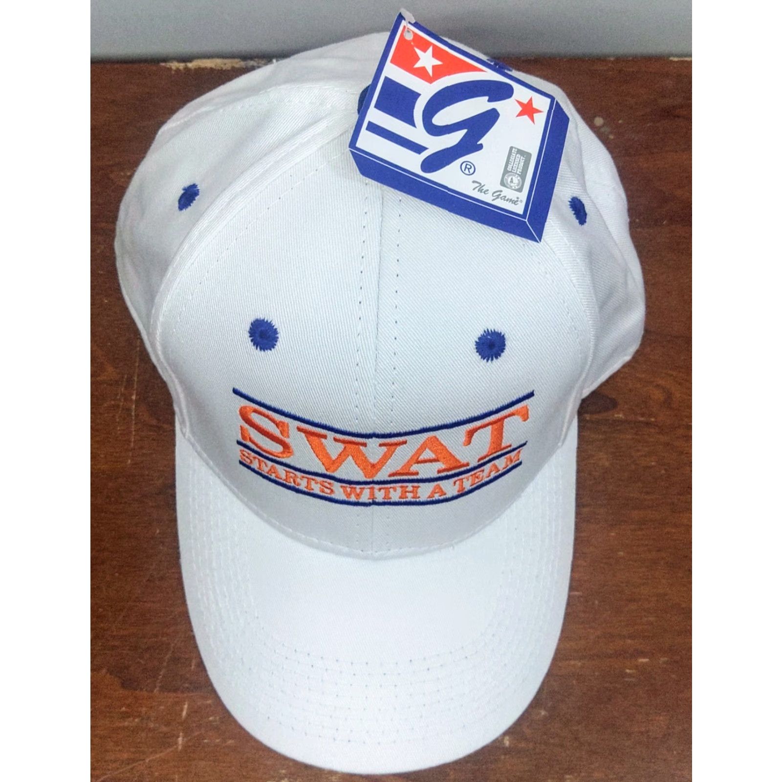 Vintage VINTAGE The Game S.W.A.T. White Hat Baseball Cap Casual Adjustable Cotton Twill Cap Men’s Sports University Outdoor Lightweight Breathable Size ONE SIZE - 3 Thumbnail