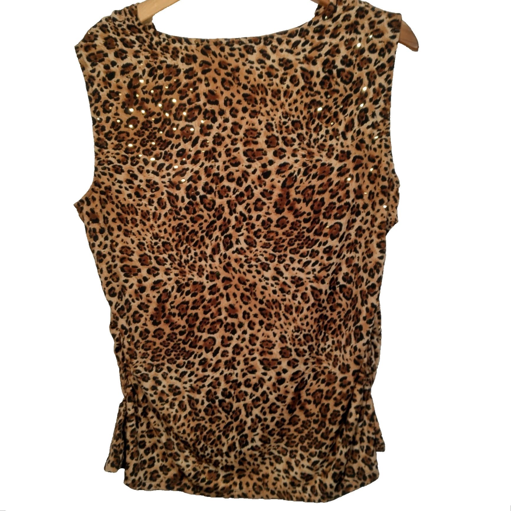 Laura Ashley Laura Ashley Shirt Women XL Sleeveless Brown Cat Cheetah Leopart Print Sequins Size XL / US 12-14 / IT 48-50 - 2 Thumbnail