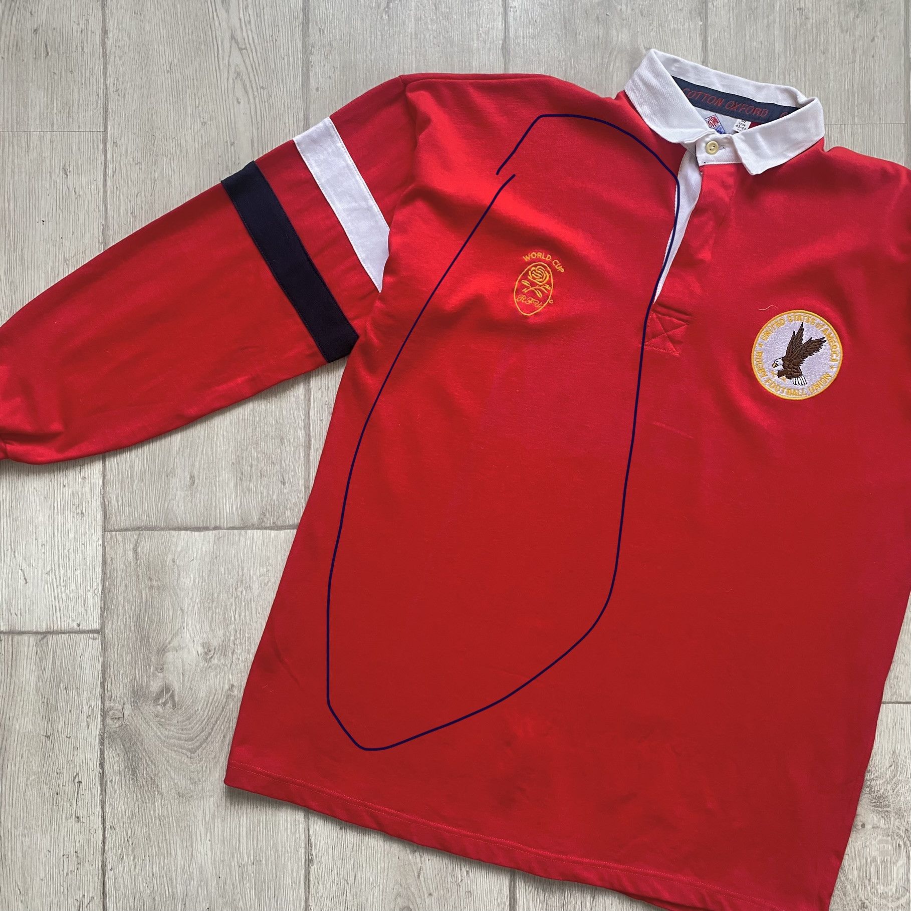 Cotton Traders 🏈USA Rugby Football Union Polo jersey - 1980s World cup Size US L / EU 52-54 / 3 - 9 Thumbnail
