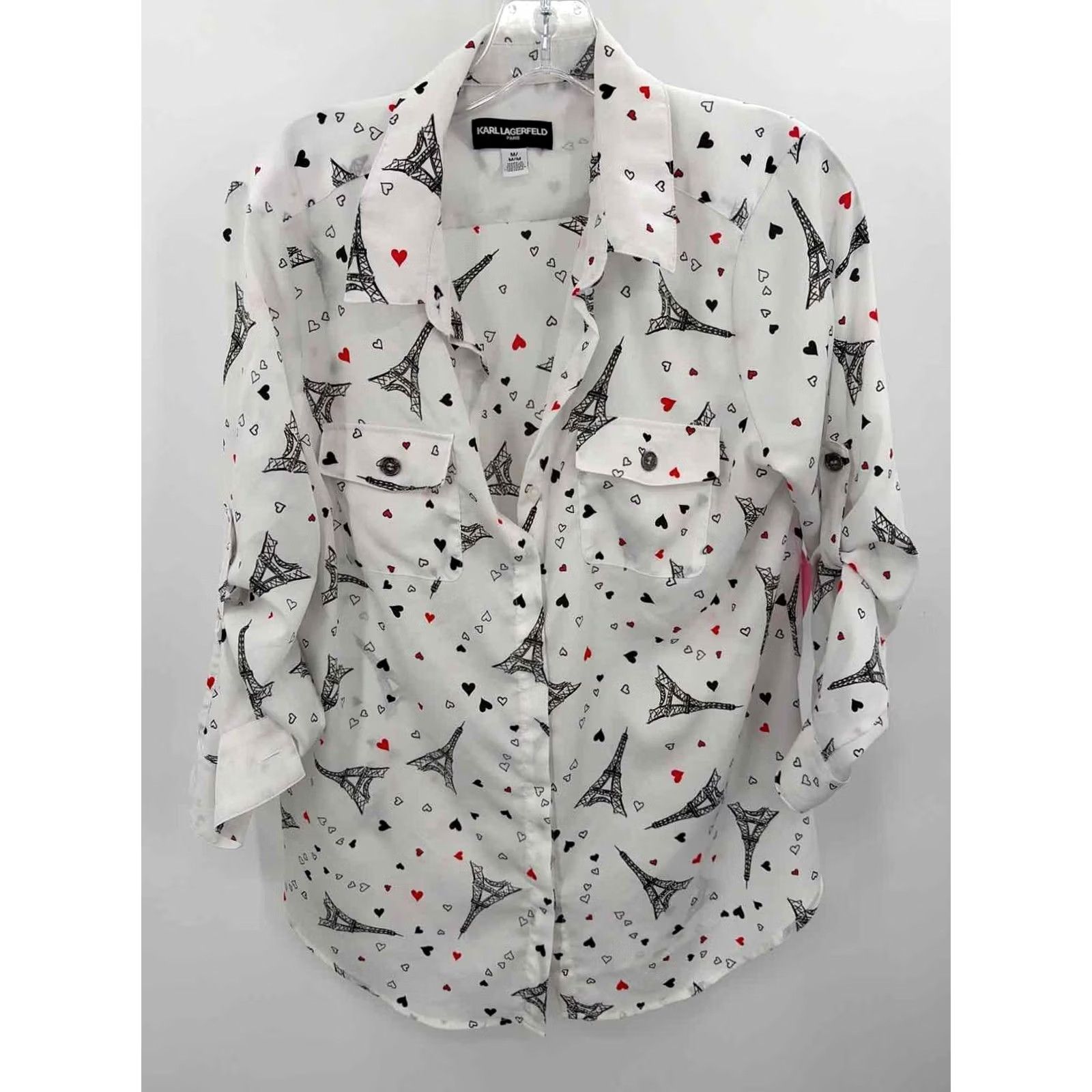 Karl Lagerfeld Pre-Owned Karl Lagerfeld White Size Medium Button Down Size M / US 6-8 / IT 42-44 - 2 Thumbnail
