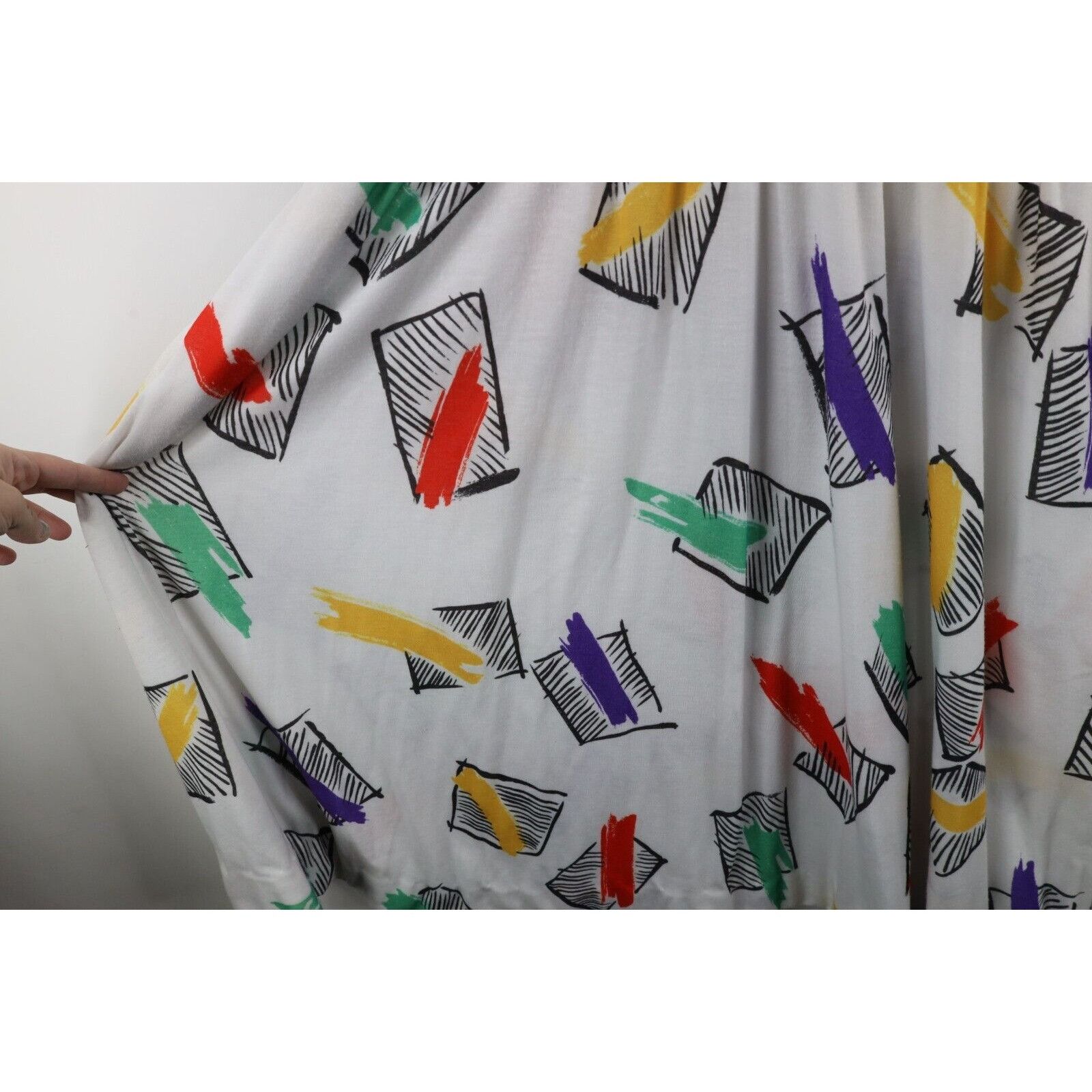 Vintage Vintage 80s Art Deco Distressed Rainbow Geometric Dress Size XXL / US 16-18 / IT 52-54 - 9 Thumbnail
