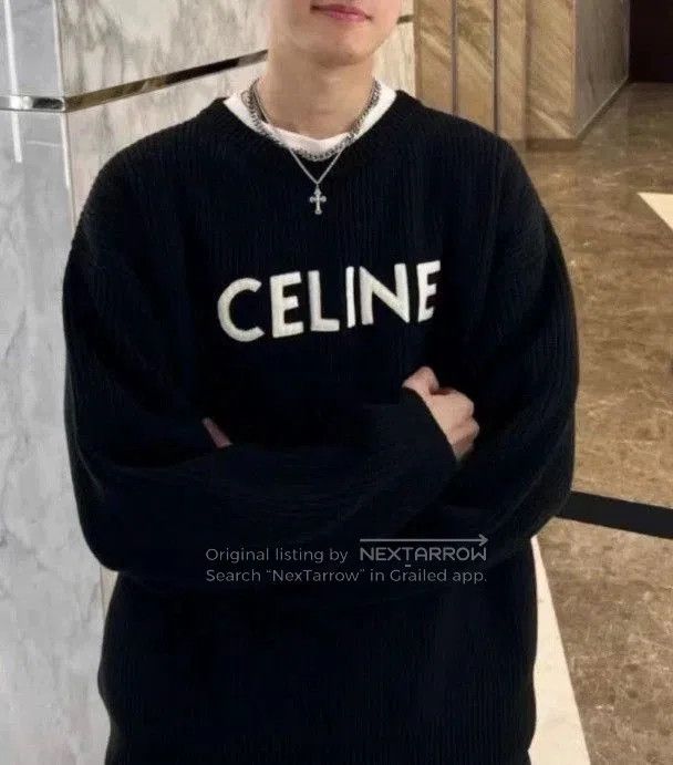 Celine black wool sweater with celine logo. Size S / US 4 / IT 40 - 4 Thumbnail