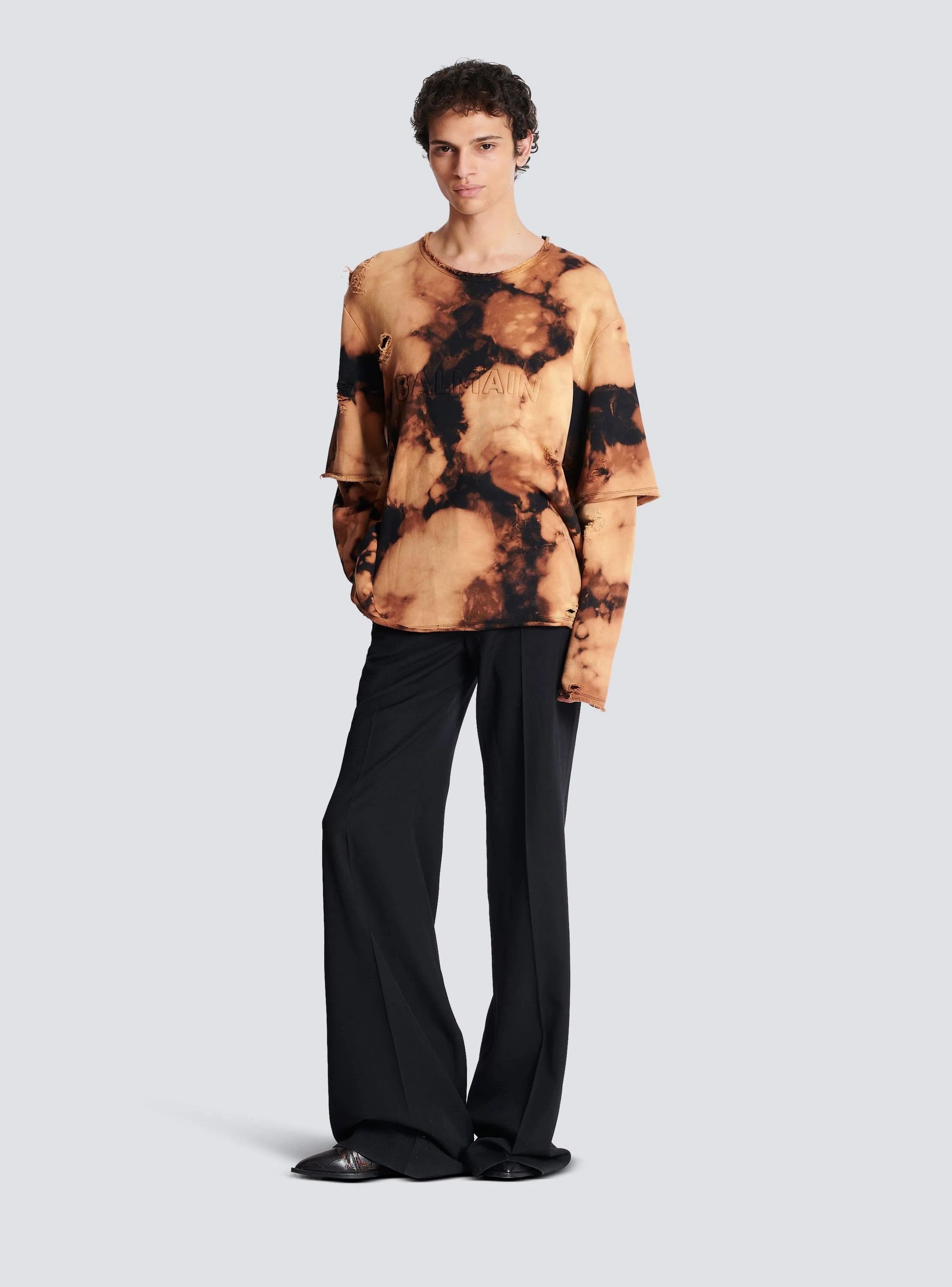 o1srvl11e0524 Print Layered Sweatshirt in Brown