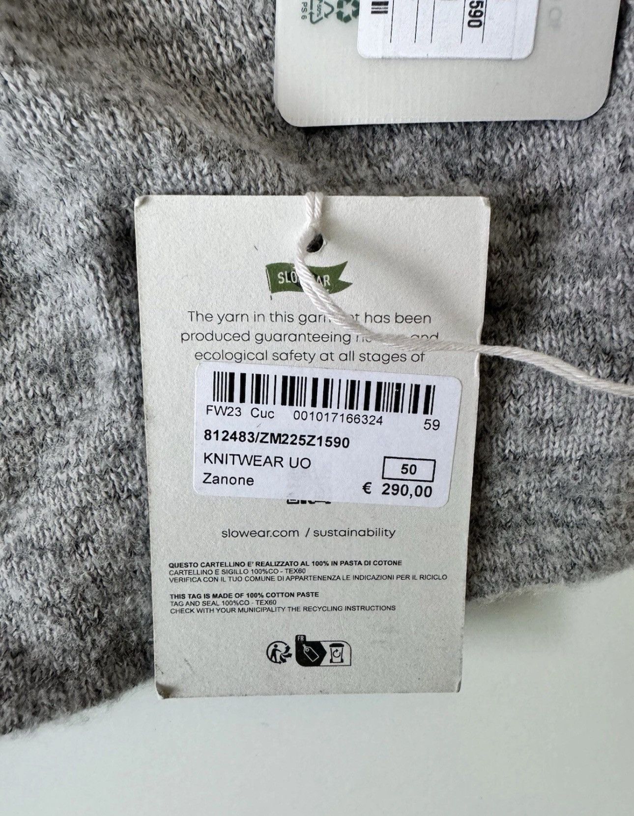 Zanone Zanone Mens Grey Knitwear Size US M / EU 48-50 / 2 - 5 Thumbnail