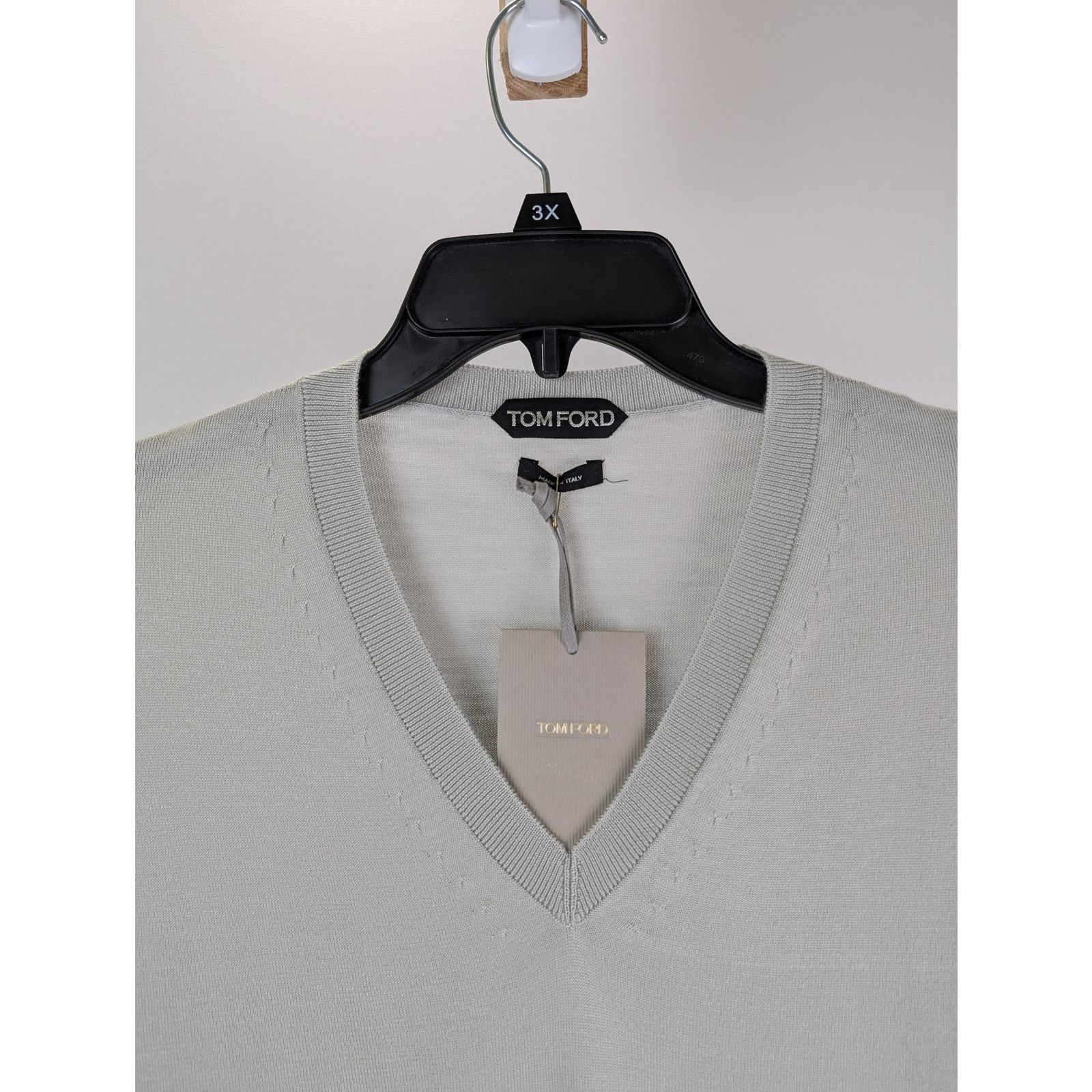 Tom Ford o1rshd1 V-Neck Knitwear Crewneck Sweatshirt in Grey Size US XXL / EU 58 / 5 - 4 Thumbnail