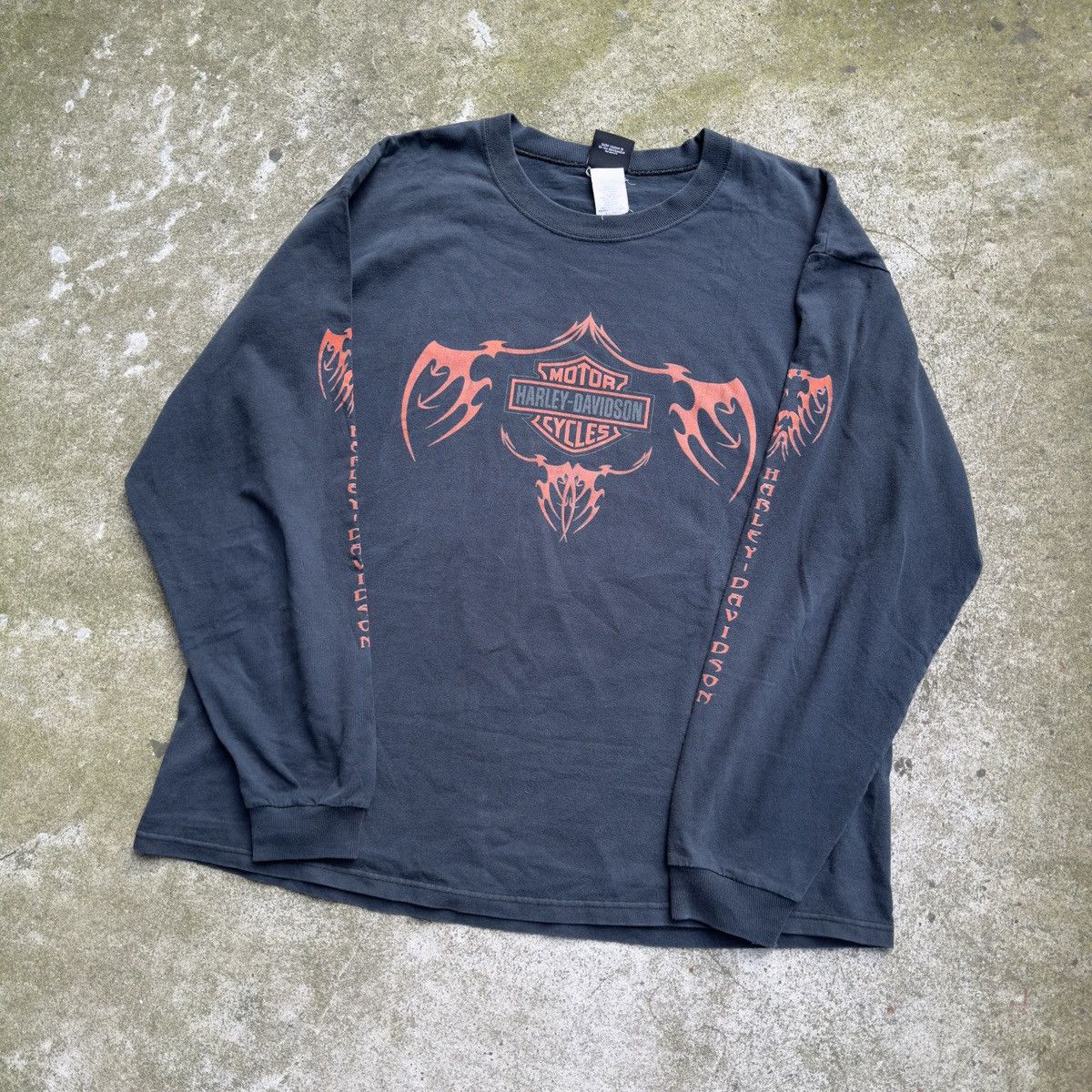 Harley Davidson Thrashed Faded Distressed Flame Shirt ERD Grunge Biker WCC Size US XL / EU 56 / 4 - 8 Thumbnail