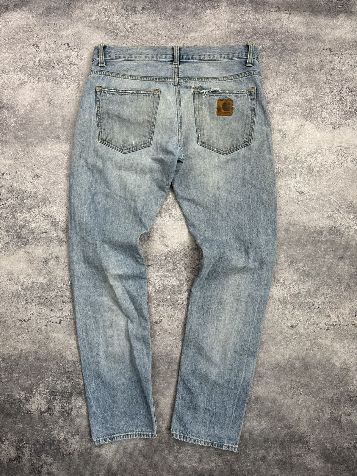 Carhartt Vintage Carhartt Thrashed Blue Crazy Faded Denim Jeans Y2K Size US 32 / EU 48 - 15 Thumbnail