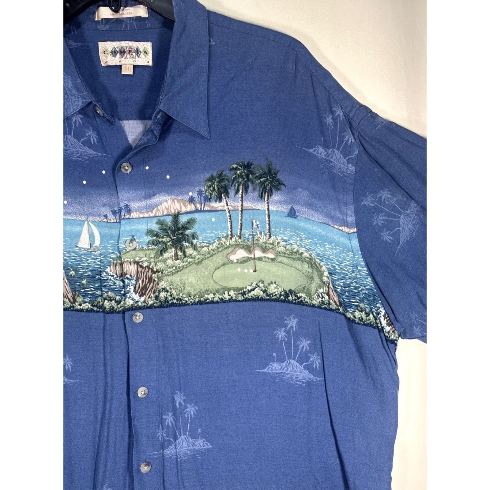 Vintage Campia Moda Campia Golf Print Hawaiian Palm Tree Button Up Shirt XS? XL Size US 36 / EU 52 - 2 Thumbnail